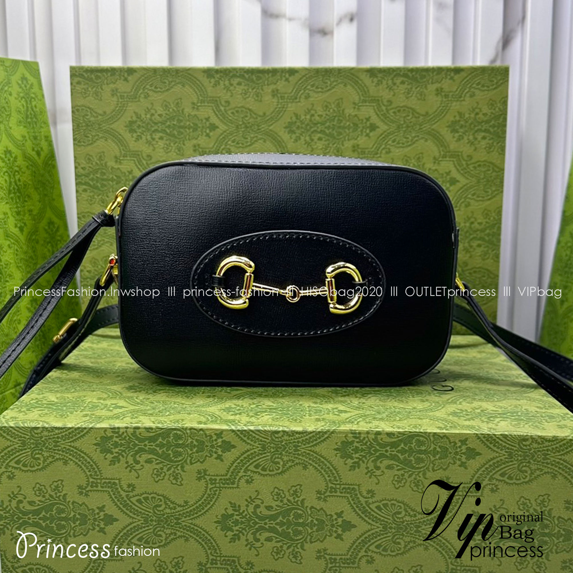 GUCCI HORSEBIT 1955 SMALL SHOULDER BAG Leather Gold-toned กระเป๋าสะพาย เกรดออริ สลับแท้ 1:1 ใช้งานต่างประเทศได้