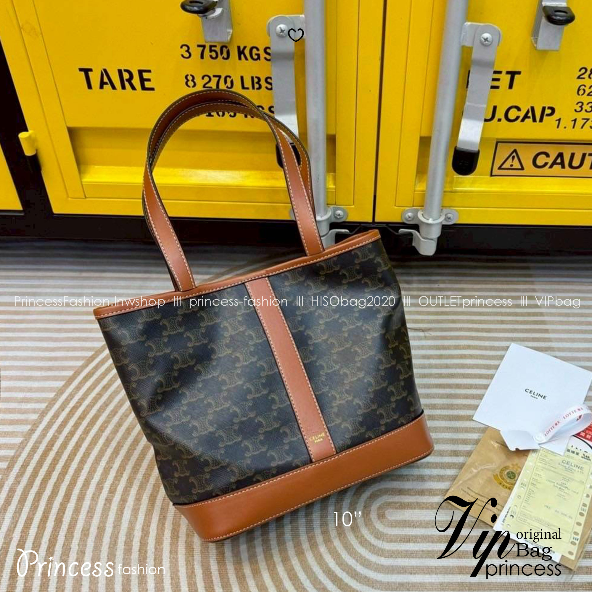 Celine Cabas In Triomphe canvas and leather / Celine Tote Bag กระเป๋าสะพายทรงโท้ทใบใหญ่ รุ่นยอดนิยม งานสวยหรูคลาสสิคไม่มีเอ้าท์ ภายในโล่งกว้าง