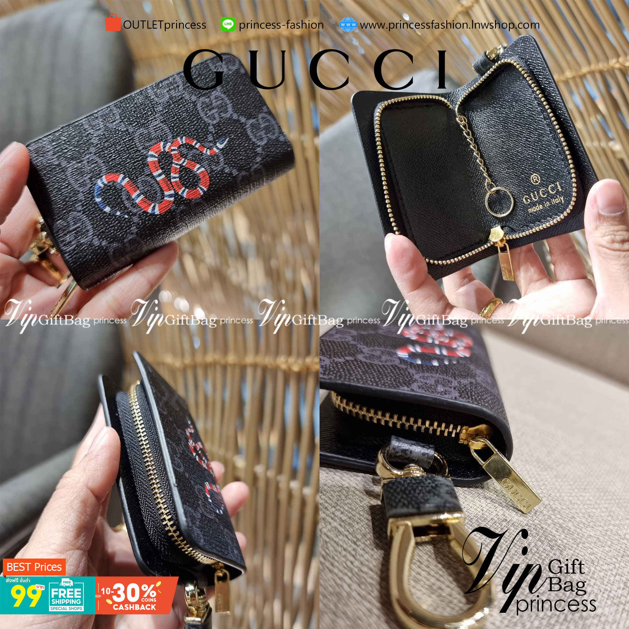VIP 】SUPER EXCLUSIVE GC GWP KEY FOB WITH GIFT BOX 🎊🐯🐍 ต้อนรับปีแห่งความปัง!! กระเป๋าเก็บกุญแจรุ่นพิเศษ!! เอ็กซ์คลูซีฟมาก!! วัสดุหนังแคนวาส ปั๊มลายคมสวย!! เปิด-ปิดด้วยซิปปั๊มแบรนด์ มีหัวพวงกุญแจห้อย สำหรับเกี่ยวเข้ากับกระเป๋าใบใหญ่