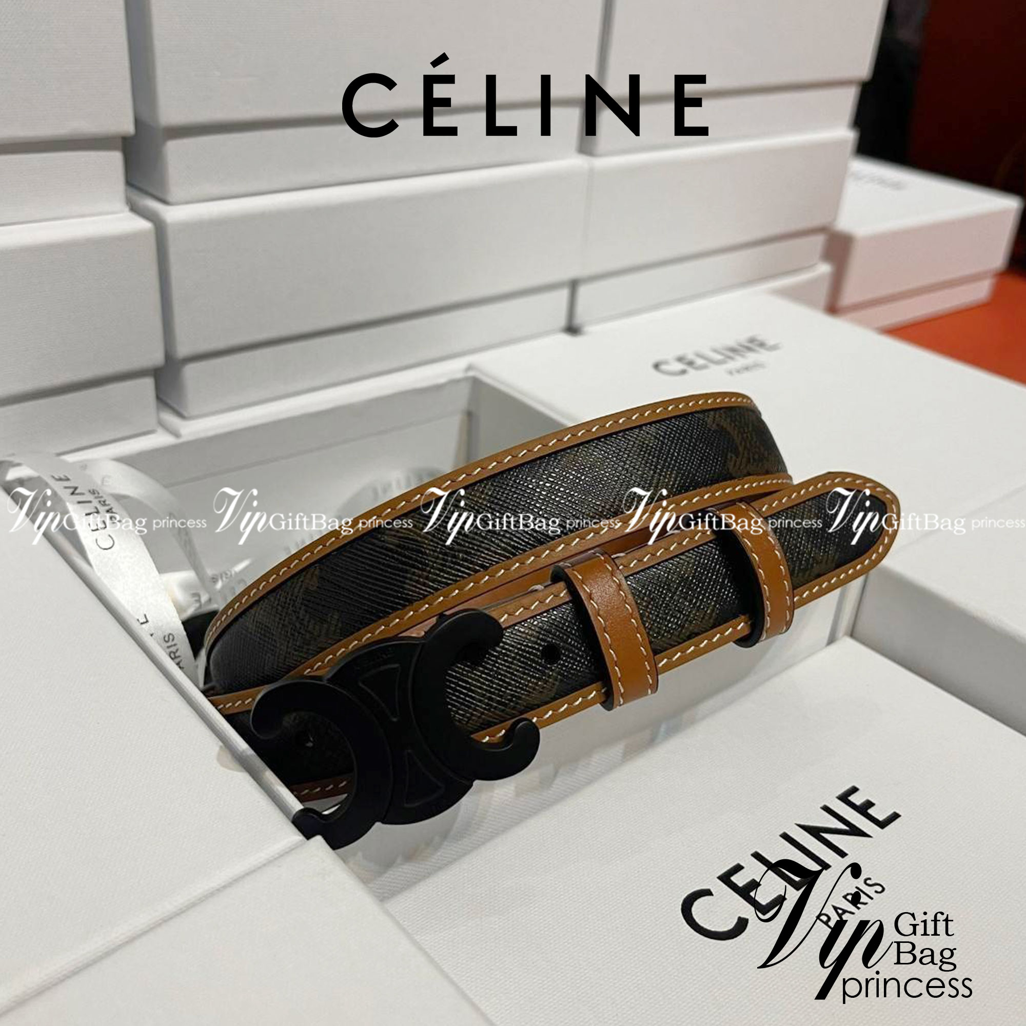 หนังแท้ Ori CELINE BELT LOGO 25MM / Celine Vintage Logo Leather Belt ออริจินอลเกรด รุ่นนี้สวยมากหนังดีมากแบบเทียบแท้หนังนิ่มมาก ทำจากหนังแท้ งานละเอียด ตัตเย็บสวยงาม หนังดีถอดแบบมาจากของแท้ หัวเข็มขัดโลโก้แบรนด์แบบ 3D Vintage สีดำ ปั้มโลโก้คมชัดคล้ายของจร