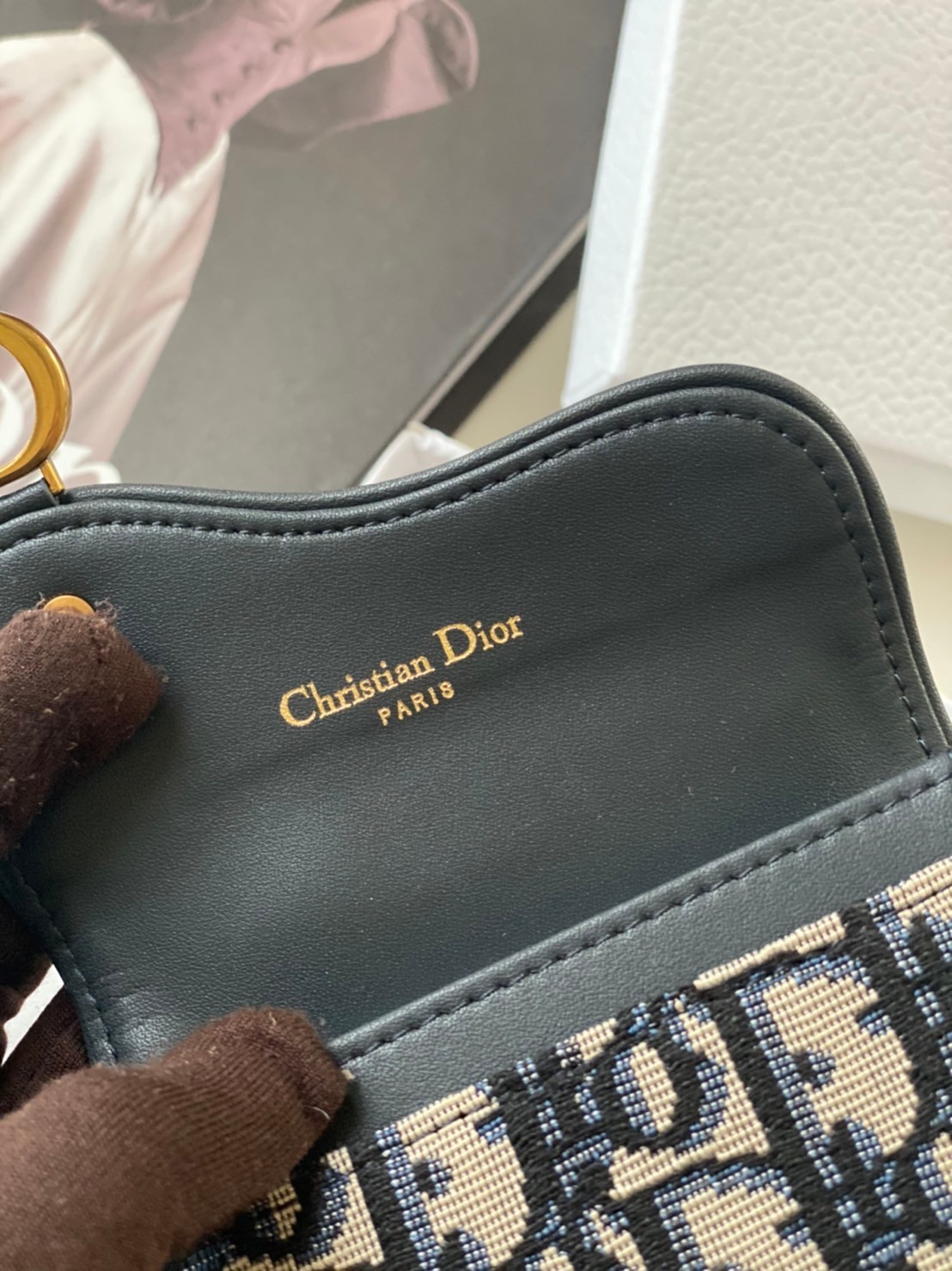 DIOR SADDLE FLAP CARD HOLDER Blue Oblique Jacquard / Dior coin and card holder **สินค้าเกรดออริจินอล 1:1 สลับแท้ งานสวยตามรูป ภาพถ่ายจากงานขายจริง ใช้งานต่างประเทศได้