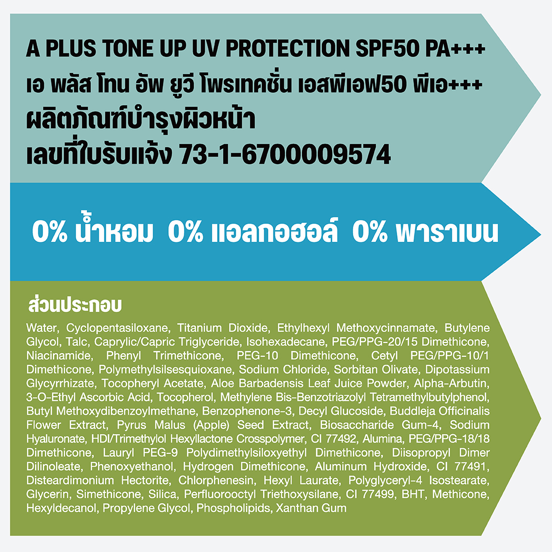 โทน อัพ ยูวี โพรเทคชั่น SPF50 PA+++ ครีมกันแดดผสมรองพื้นสีเบจ ให้ผิวสว่างใส เรียบเนียน