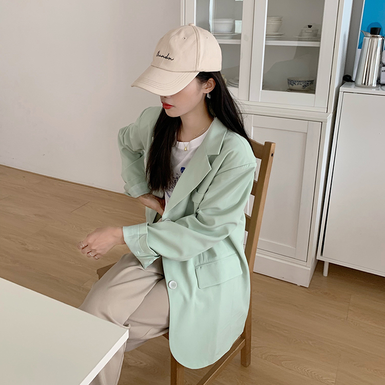 พร้อมส่ง 🐨🧦 Milk avocado blazer เบลเซอร์แขนยาวสีเขียวอ่อนน่ารัก (IN35610)