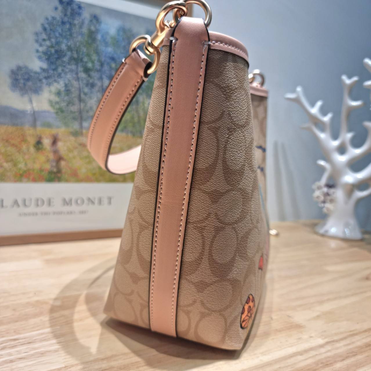 CU394 COACH x OBSERVED BY US CITY BUCKET BAG IN SIGNATURE CANVAS กระเป๋าทรงบัคเก็ต ดีไซน์ลวดลายดอกไม้น่ารักน่าใช้ เกรดท็อปออริ 1:1 สลับแท้