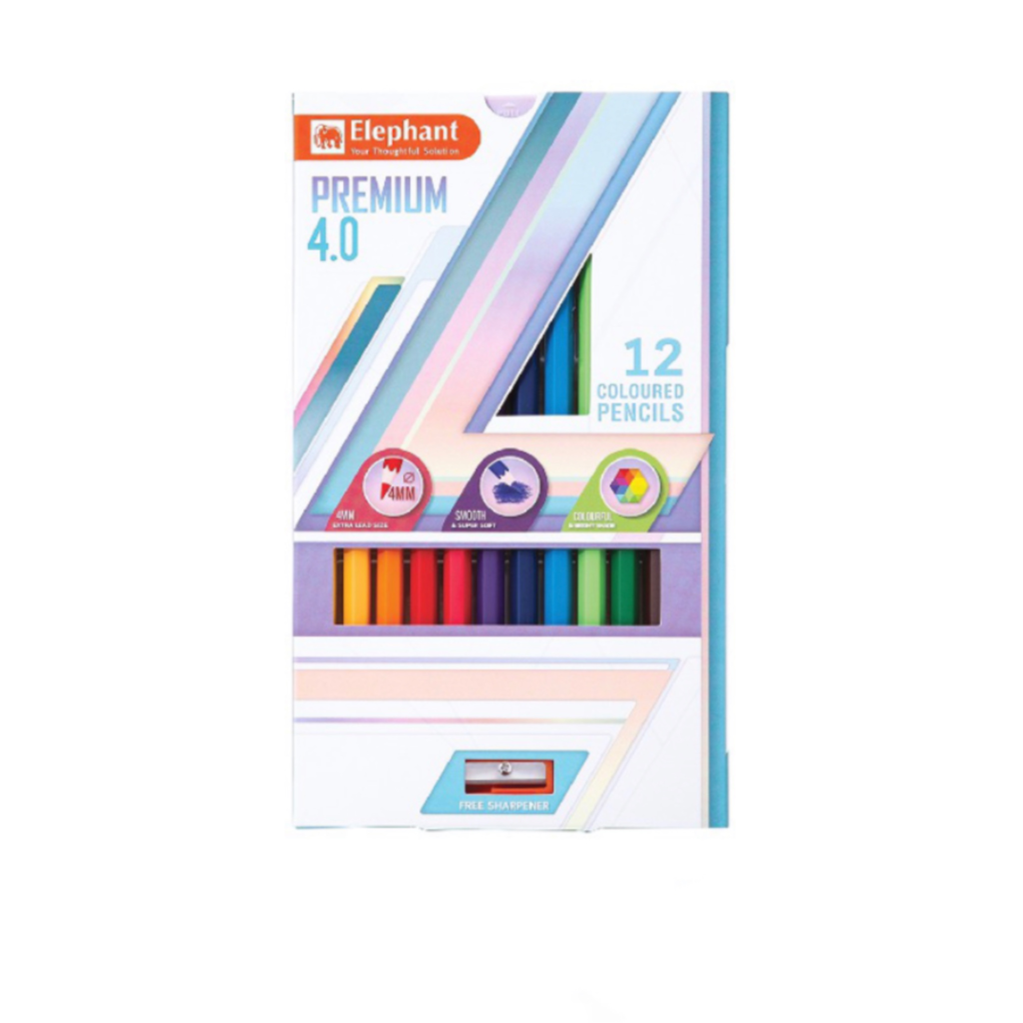 สีไม้ยาว 12สี ตราช้าง พรีเมี่ยม 4.0