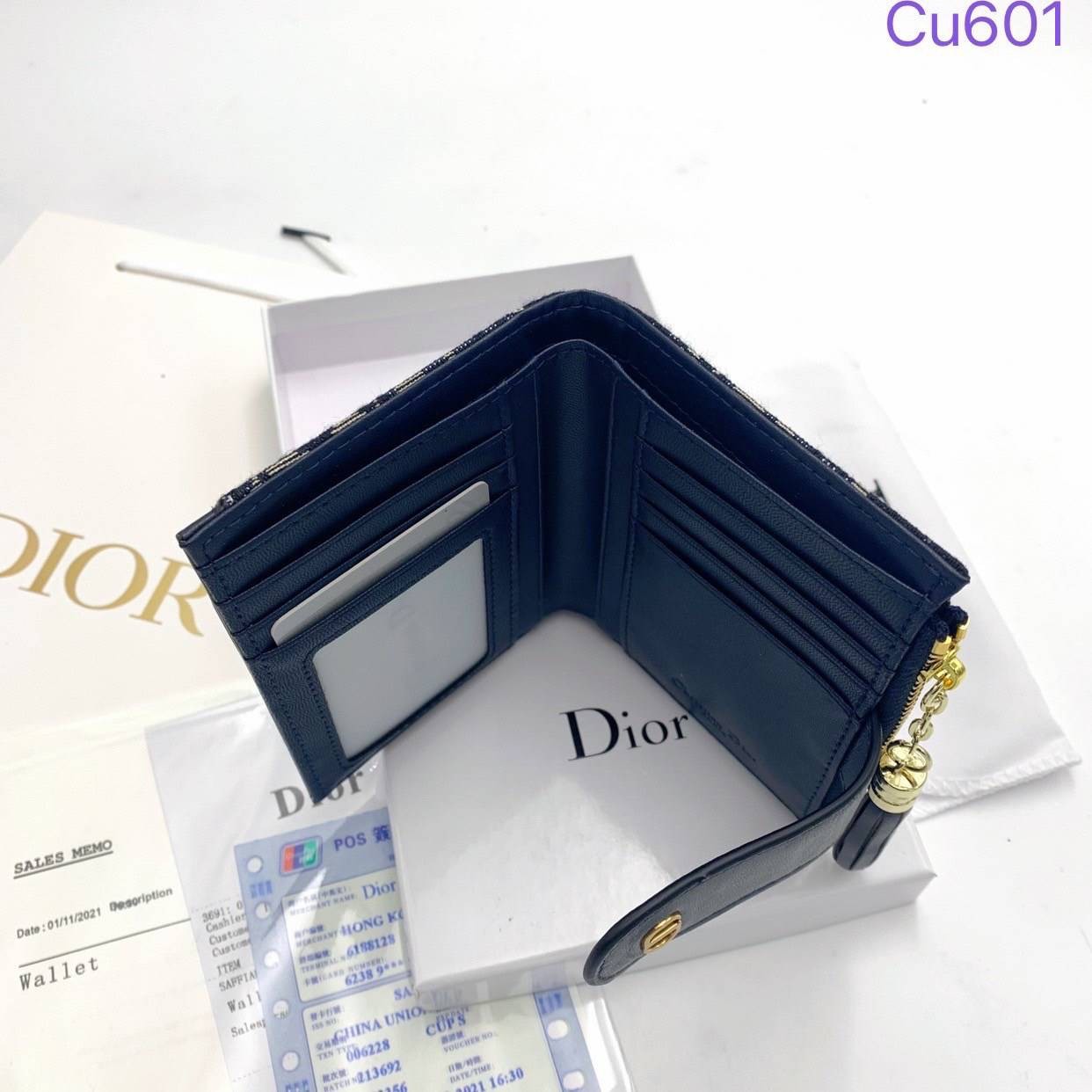 DIOR Zip Wallet jacquard leather / DIOR Card Holder กระเป๋าสตางค์ กระเป๋าใส่บัตรแบรนด์หรู งานเซ็ท 2 ชิ้น สุดคุ้ม พร้อมส่งที่ไทย ภาพสินค้าถ่ายจากงานขายจริง ใช้งานต่างประเทศได้