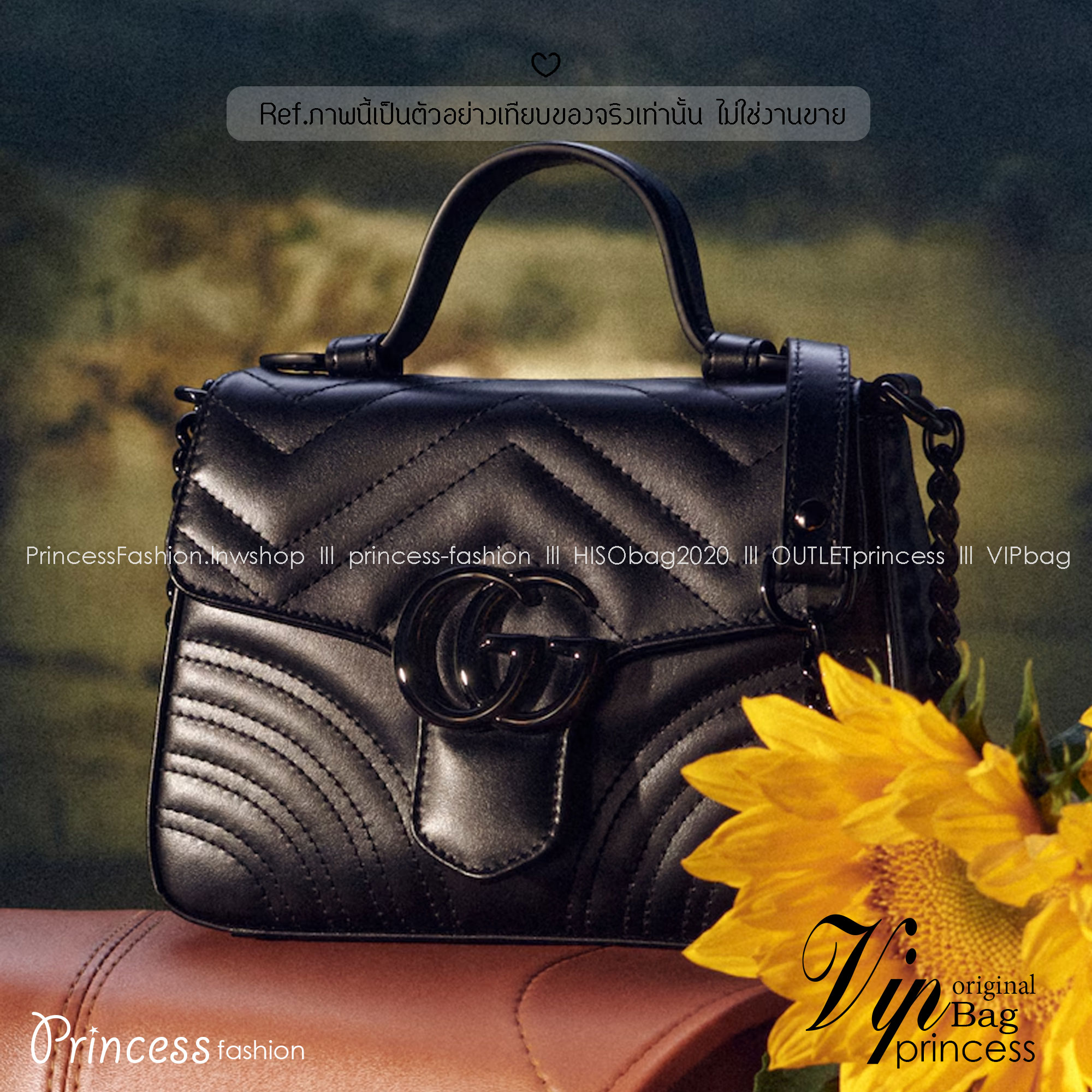 Gucci GG Marmont mini top handle bag กระเป๋าสะพายสุดหรู คลุมโทนสีดำคลาสสิกเต็มใบ ทั้งหนังและอะไหล่สีดำ ใช้งานได้หลายโอกาส เป็นสีที่เข้าได้รับทุกชุด ทุกไลฟสไตส์ แนะนำค่ะ