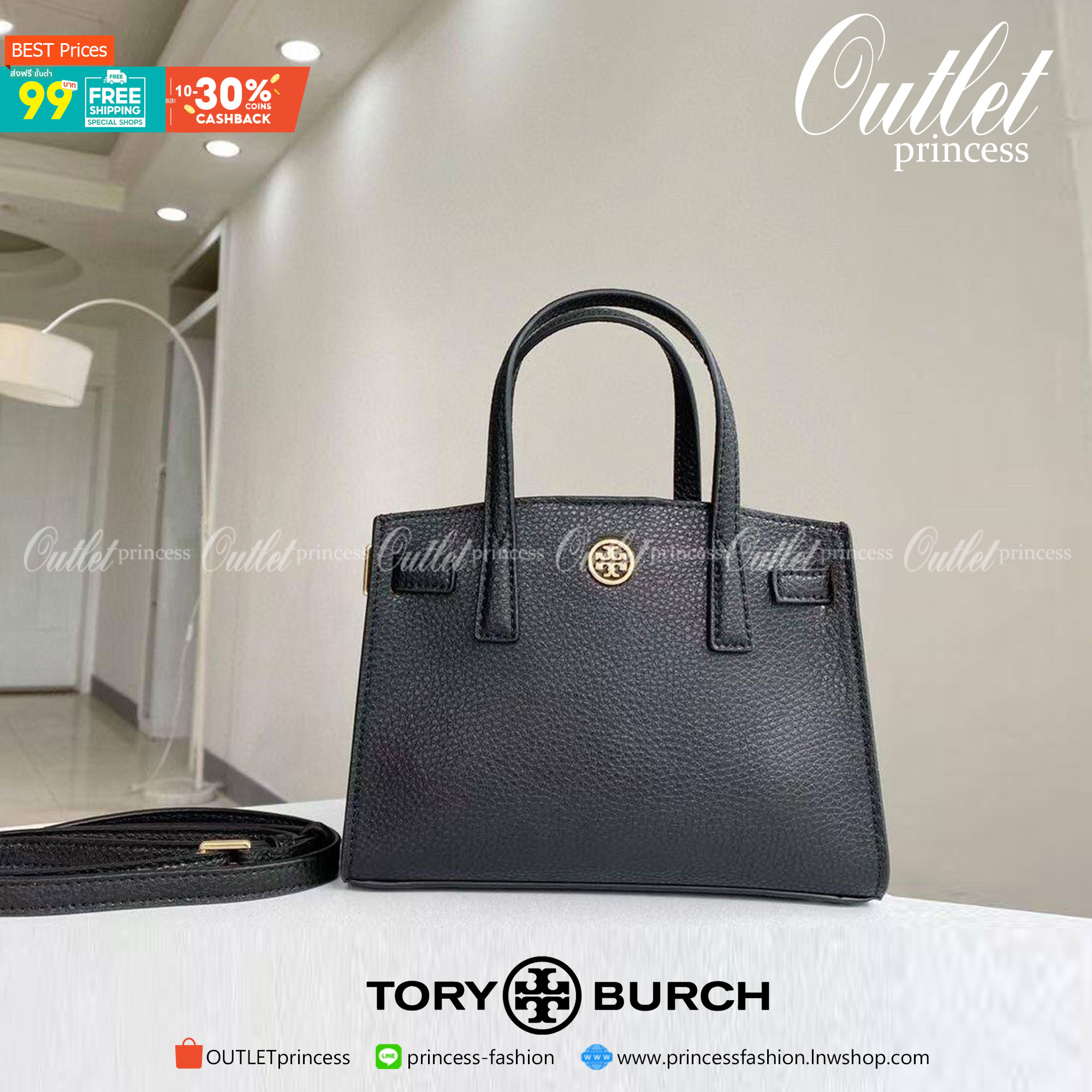 ของแท้ 💯% 】Tory walker Micro Satchel กระเป๋าถือหรือสะพายไหล่ วัสดุหนังแท้ ด้านหน้าประดับโลโก้แบรนด์ อะไหล่ทองสวยหรู