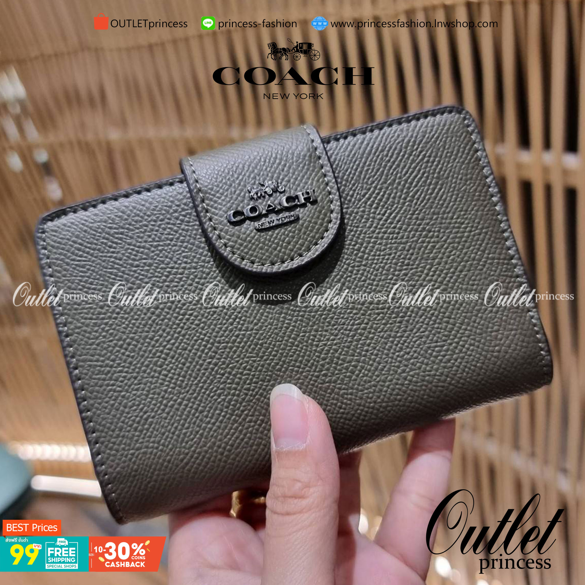 COACH 6390 MEDIUM CORNER ZIP WALLET เดอะเบสท์รุ่นที่สาวๆตามหา!! ดีไซน์ใหม่ สวยสะกด!! กระเป๋าสตางค์ใบกลาง สีคลาสสิค เรียบแต่แฝงความหรู บอกเลยว่ามันละมุนมาก!! ด้วยวัสดุหนัง crossgrain ที่ดูแลรักษาง่าย และยังดูผู้ดี ถือใช้แล้วขับผิวทุกสี ภายในมีช่องใส่บัตรแล