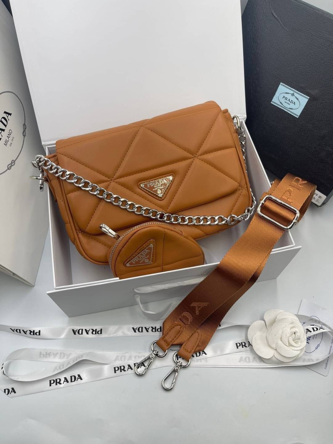 VIP 】PRADA System nappa leather patchwork bag หนังแท้ พร้อมส่งที่ไทย 6 สี