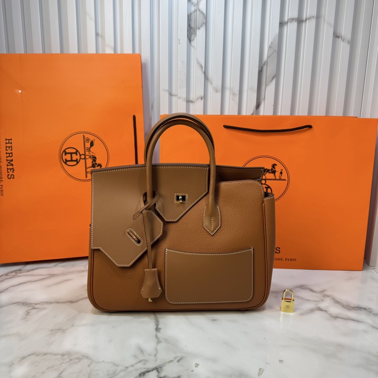 ORI หนังแท้ | Hermes Birkin Desordre 30 Bag กระเป๋าสะพายดีไซน์ใหม่ หรูหรา