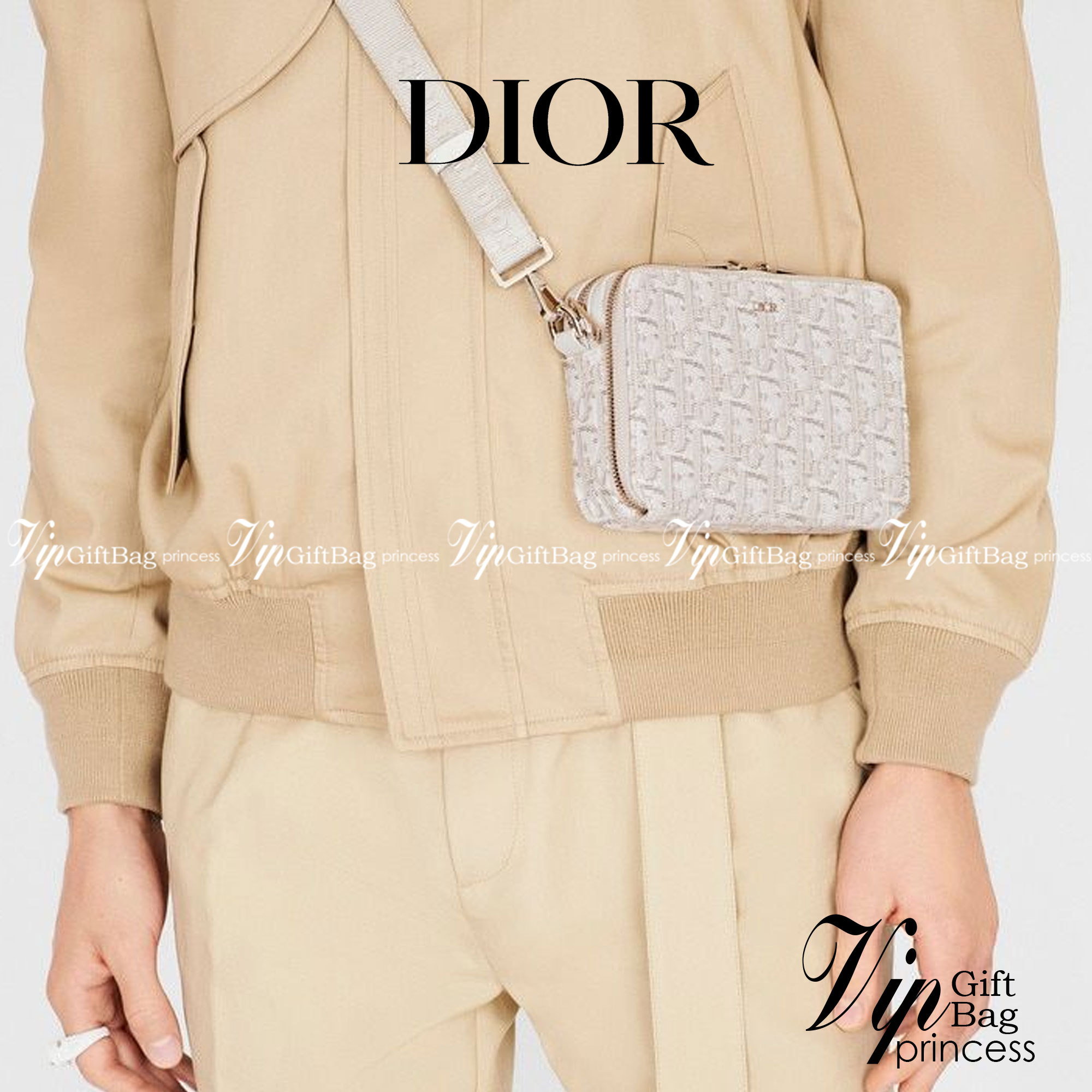 หนังแท้ DIOR POUCH WITH SHOULDER STRAP Oblique Jacquard พร้อมส่งที่ไทย งานหนังแท้และผ้าแจ็คการ์ดออริจินอล ภาพสินค้าถ่ายจากงานขายจริง ใช้งานต่างประเทศได้