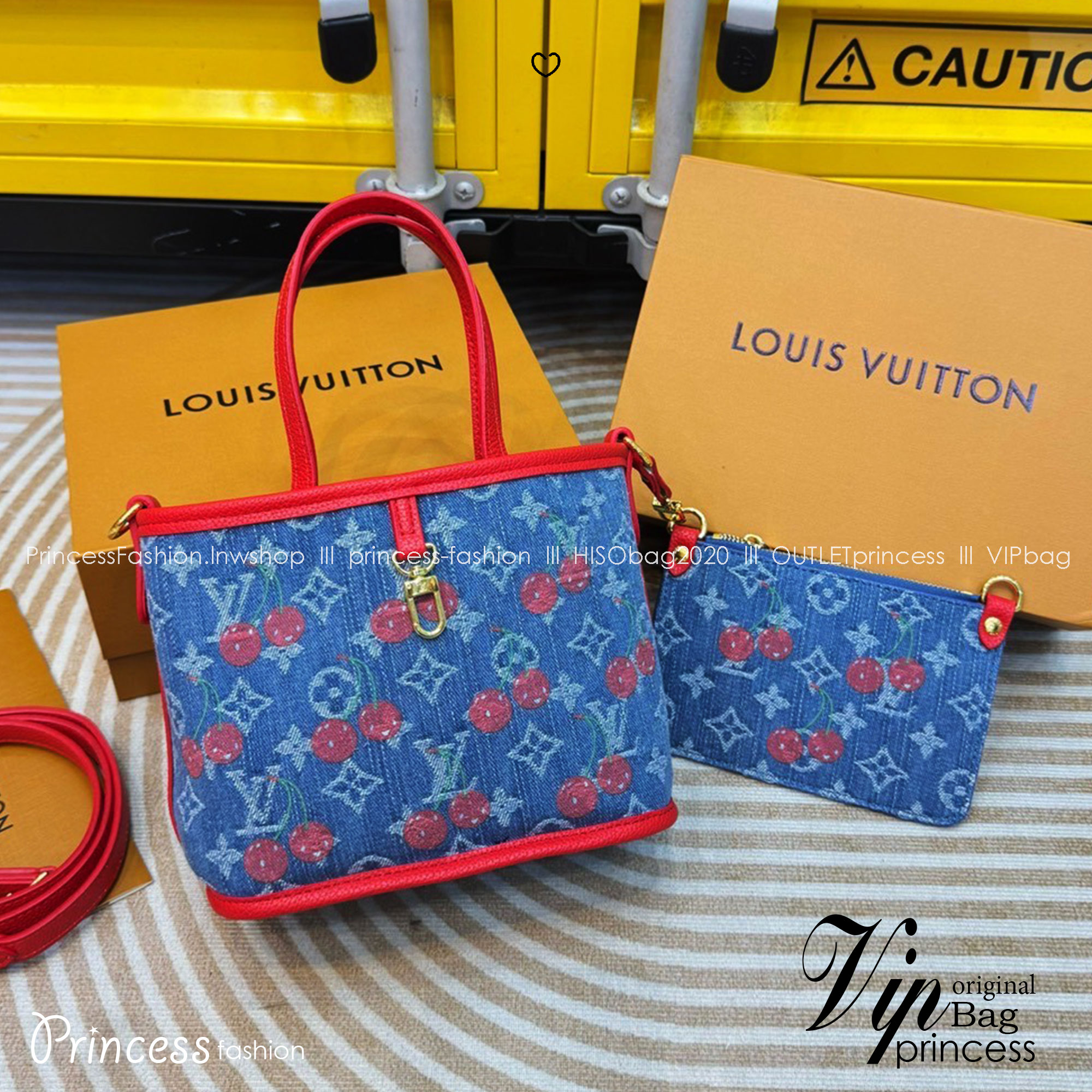 LV x TM - Neverfull Inside Out BB Bag Monogram cherry กระเป๋าสะพายทรงโท้ทใบเล็กน่ารัก กลับใช้งานได้ 2 ด้าน ดีไซน์ใหม่ล่าสุดก่อนใคร