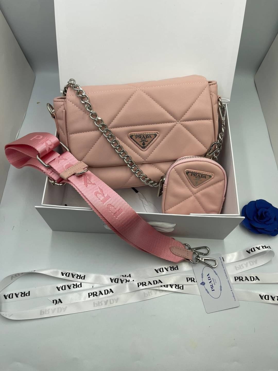 VIP 】PRADA System nappa leather patchwork bag หนังแท้ พร้อมส่งที่ไทย 6 สี