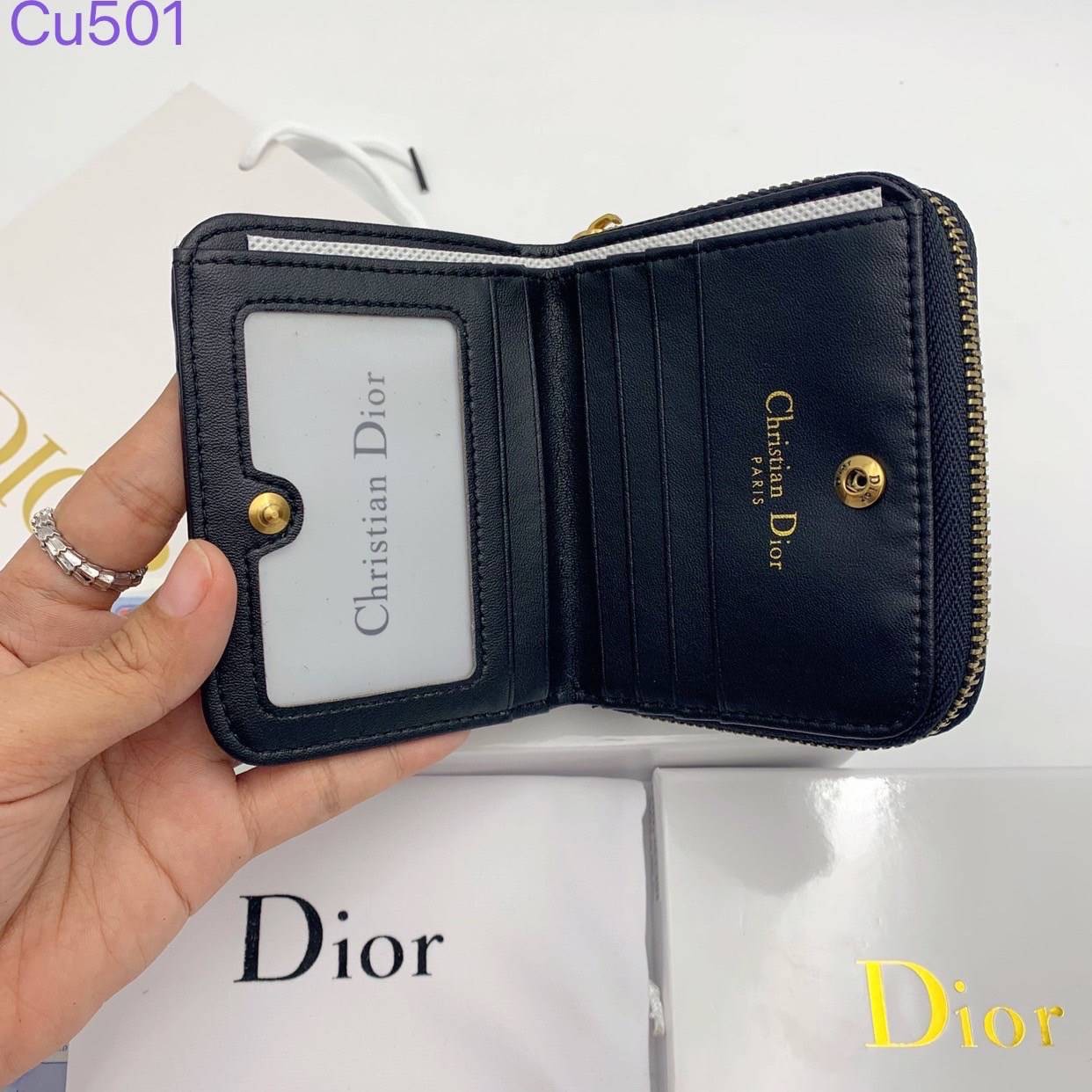 DIOR Compact Zipped Wallet jacquard leather / DIOR Card Holder กระเป๋าสตางค์แบรนด์หรู ซิปรอบ ใส่บัตร ใส่ธนบัตรได้ ครบจบในใบเดียว พร้อมส่งที่ไทย ภาพสินค้าถ่ายจากงานขายจริง ใช้งานต่างประเทศได้
