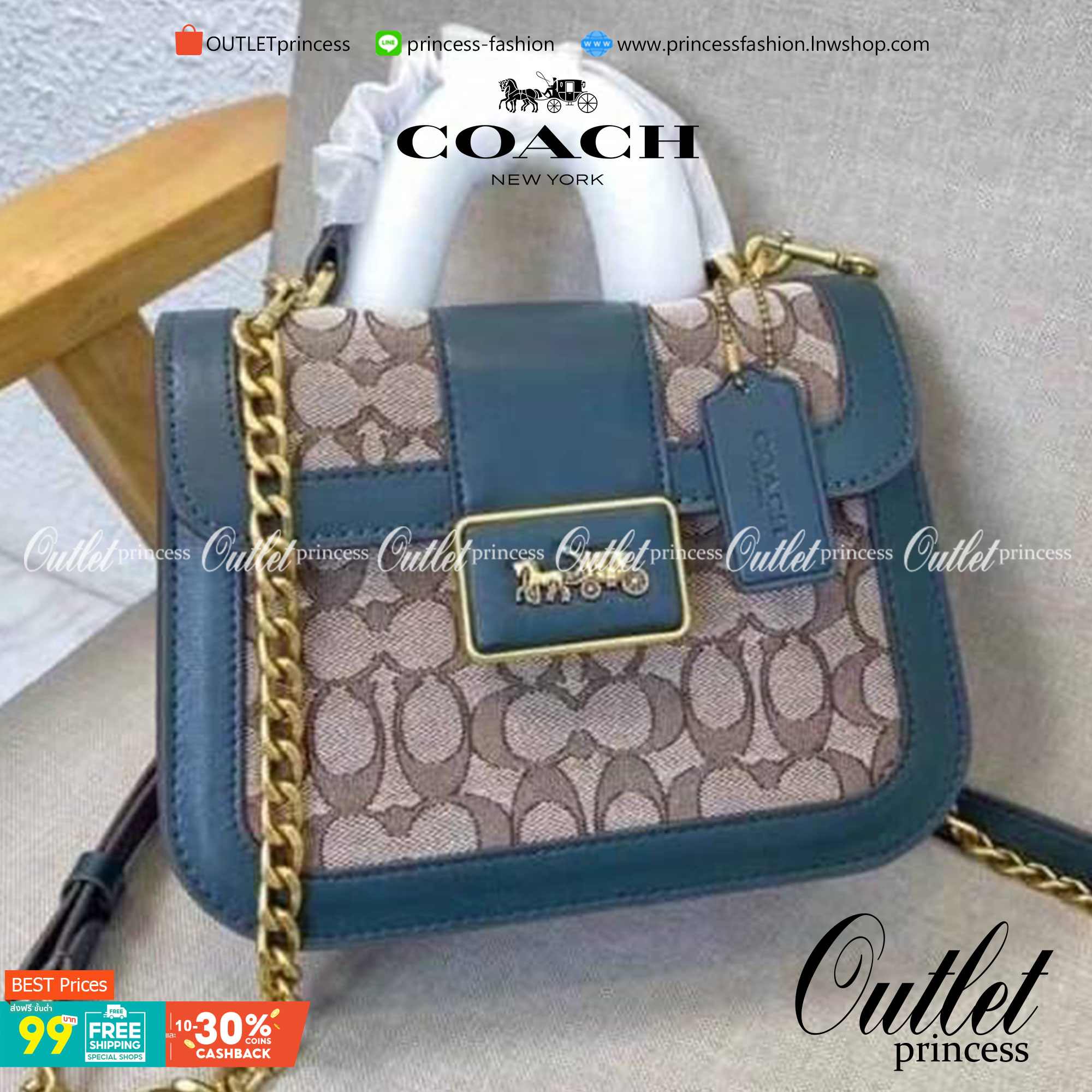 ใบจริงสวยหรูมากๆค่ะ💥 COACH ALIE TOP HANDLE IN SIGNATURE JACQUARD ((C4822)) พร้อมส่งที่ไทยค่ะ! กระเป๋าหิ้ว//สะพายข้าง วัสดุ Jacquard+หนังแท้ได้ลงตัวสวยงามมากๆค่ะ คลาสสิคสุดๆ เปิดปิดกระเป๋าแบบกดล็อค ช่องหลักกางออกได้กว้างสามารถใส่กระเป๋าเงินใบกลางได