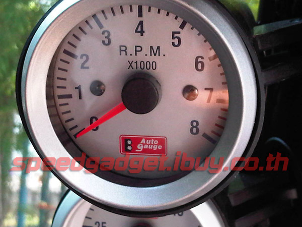 เกจ์วัดรอบ rpm ขอบเงินพื้นขาว 52 mm