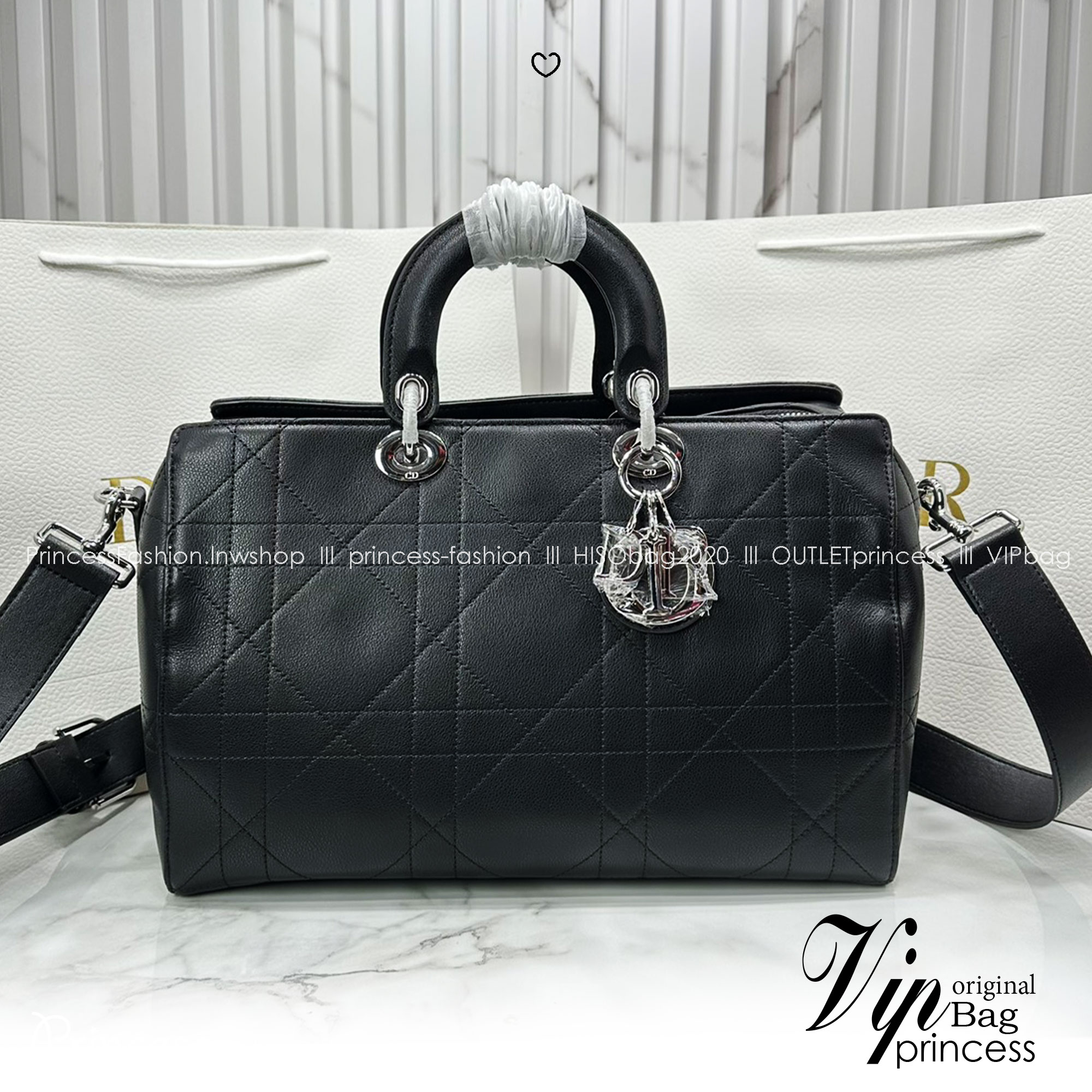 ORI หนังแท้ | Dior Granville Cannage Leather 2way Bag / Dior Keepall Bag กระเป๋าสะพายใบใหญ่ ภายในโล่งกว้างจุของได้เยอะ
