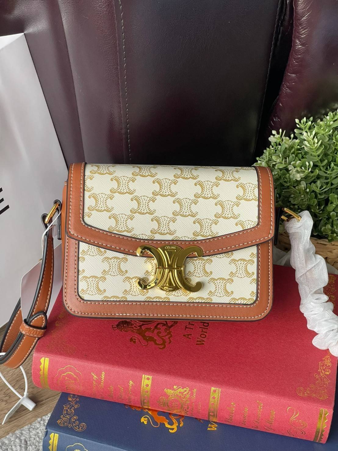 VIP 】Celine TEEN MEDIUM TRIOMPHE BAG IN TRIOMPHE CANVAS สาวๆที่กำลังมองหากระเป๋าน่ารักเอาไว้ใช้ในวันสบาย ๆ แต่ไม่รู้เลือกกระเป๋า Celine รุ่นไหนดี แนะนำรุ่นนี้เลยคะ เป็นกระเป๋าสะพายข้างขนาดกำลังดี สวยแบบคลาสสิก หรูหราด้วยแคนวาสเคลือบลาย Triomphe อีกทั้งยัง