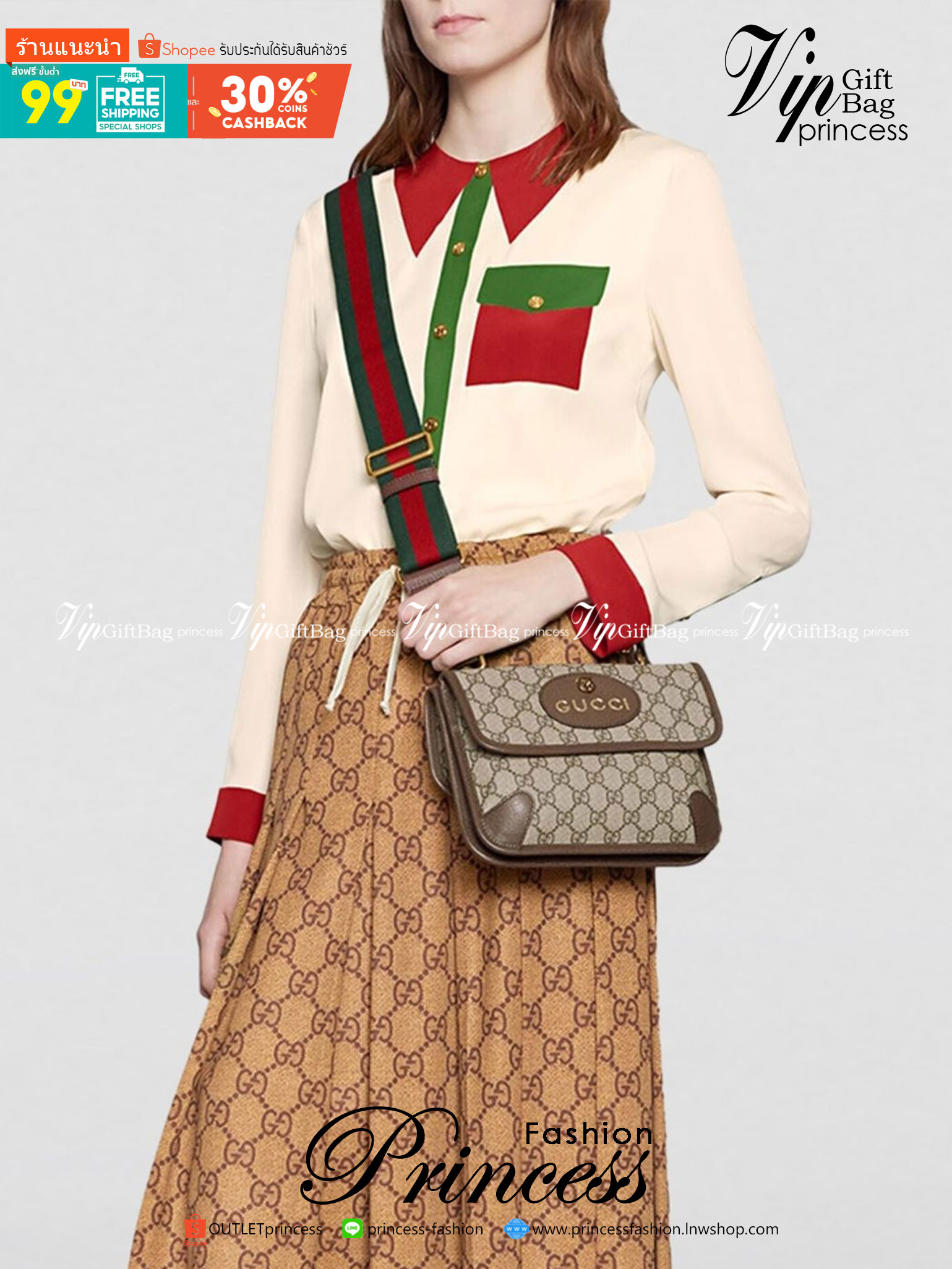 Gucci Neo Vintage small messenger bag / Gucci GG Supreme Canvas Tiger Head Chest Bag อีกหนึ่งในสัญลักษณ์ที่สำคัญของแบรนด์ วัสดุแคนวาสโมโนแกรมสวยงาม ใช้ได้ทั้งชายหญิง ภาพถ่ายจากงานขายจริง ใช้งานต่างประเทศได้