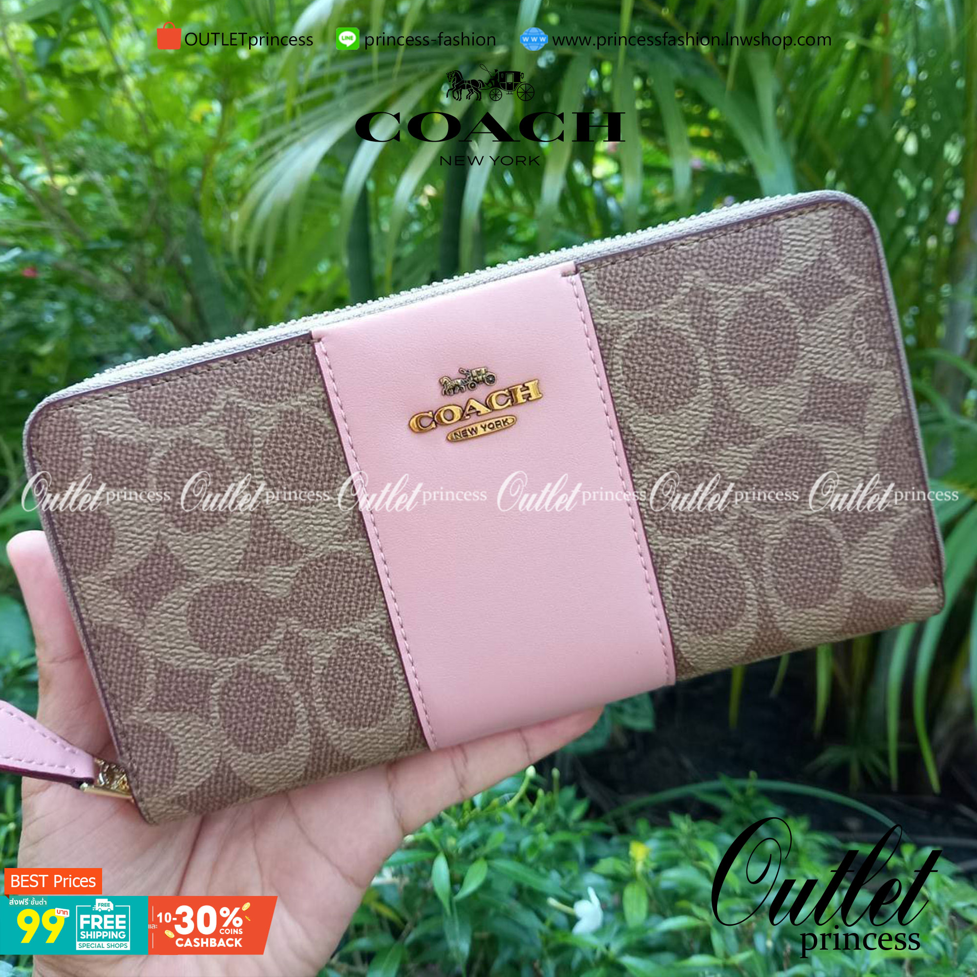 มาเท่าไหรก็ไม่เคยพอจริงๆ มีความต้องการกันถึงขีดสุด❣️😘>>COACH ACCORDION ZIP WALLET IN COLORBLOCK SIGNATURE CANVAS (COACH 31546)🍁กระเป๋าสตางค์ใบยาว ซิปรอบ //วัสดุหนังแคนวาสสลับหนังแท้ ดีไซน์สวย โดดเด่นลงตัวเป็นที่สุด ด้านในมีช่อ