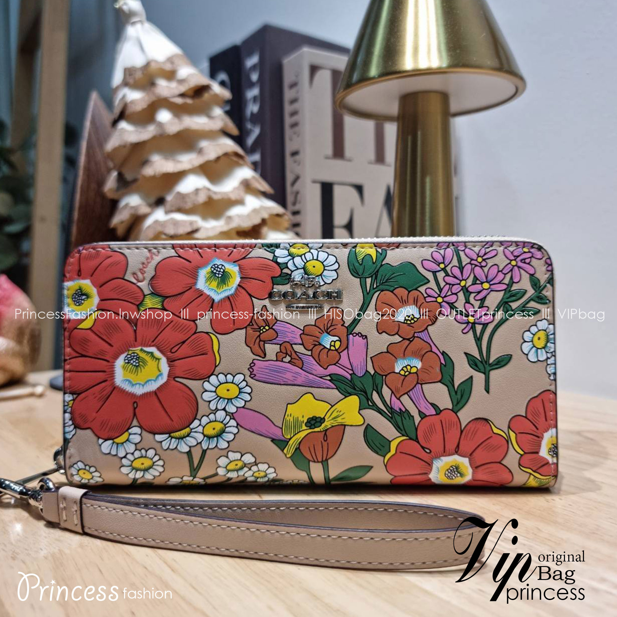 COACH LONG ZIP AROUND WALLET WITH FLORAL PRINT CJ373 / CR930 กระเป๋าสตางค์ใบยาวลายดอกไม้สดใส เกรดท็อปออริ เกรดดีสุด สลับแท้ 1:1 ใช้ต่างประเทศได้