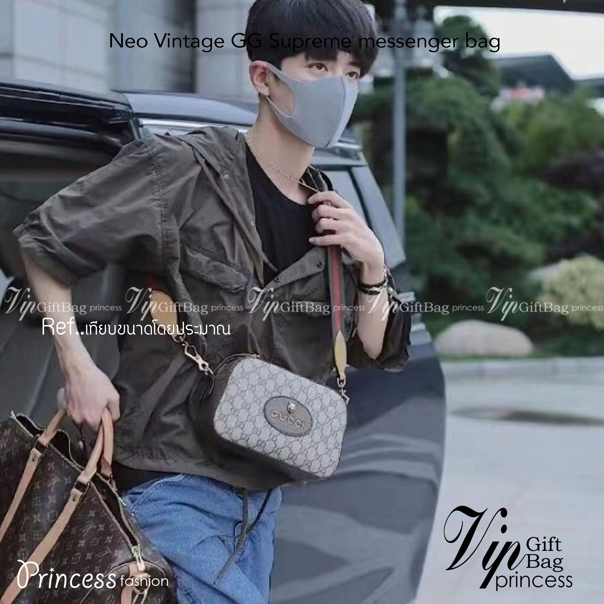 GUCCI Neo Vintage GG Supreme messenger bag กระเป๋าสะพายรุ่น unisex ไซส์มินิ ใช้ได้ทั้งชายหญิง วัสดุแคนวาสอย่างดี จุของได้เยอะ ใช้เป็น every ได้เลย ภาพถ่ายจากงานขายจริง ใช้งานต่างประเทศได้