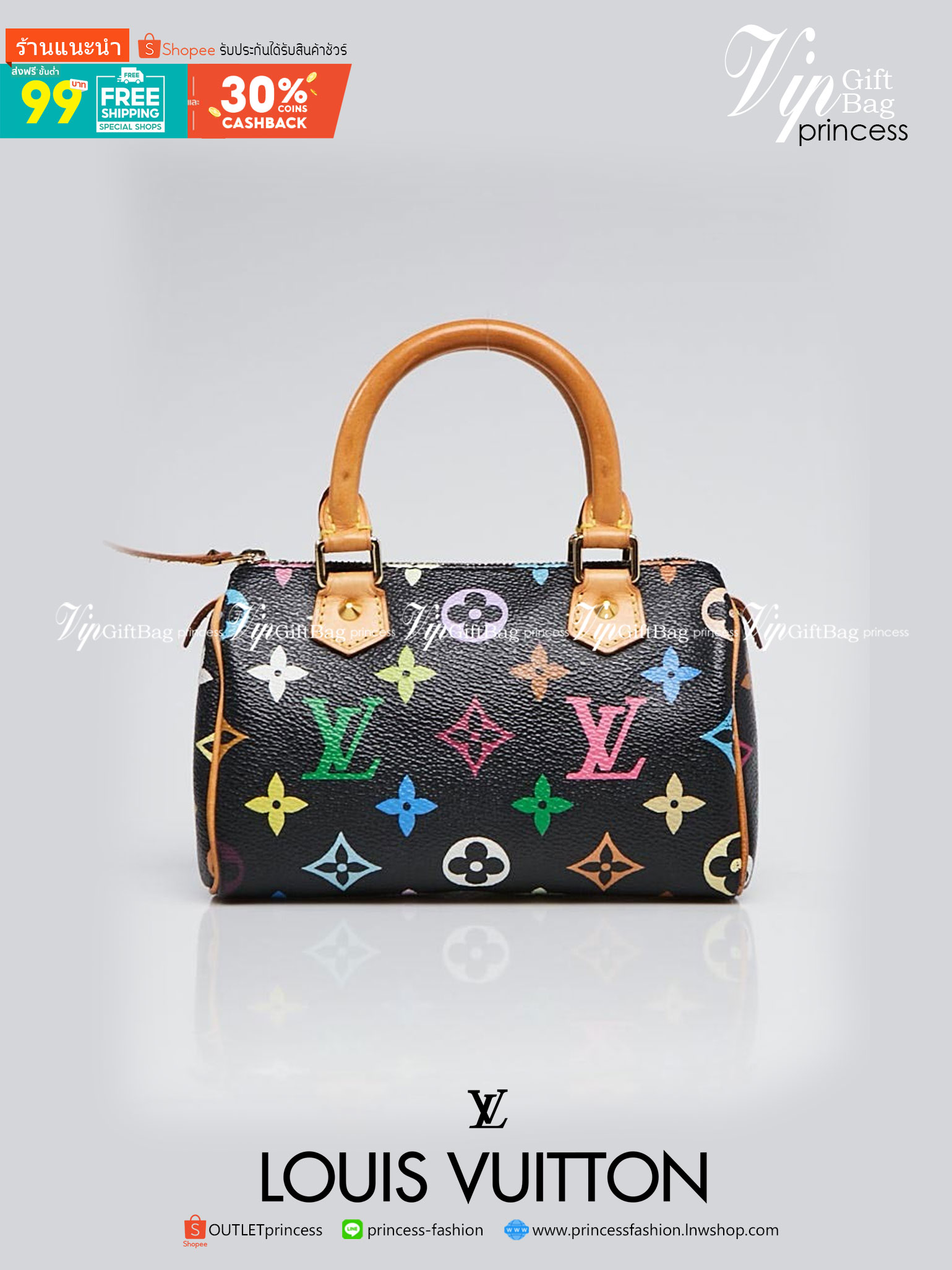 VIP 】LOUIS VUITTON Monogram Multicolor Mini Speedy พร้อมส่งความน่ารักค่ะ! กระเป๋าทรงหมอนไซด์มินิ หนังแกะแท้นิ่มสวยงามค่ะ เปิดปิดกระเป๋าแบบซิป ภายในสามารถใส่มือถือได้ กระเป๋าเงินใบกลางได้ พาสปอร์ตได้ค่ะ