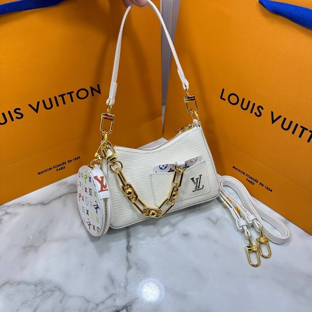 ORI หนังแท้ | LV x TM Marellini bag กระเป๋าสะพายหนัง Epi ตกแต่งดีเทล Monogram Multicolor โดดเด่นด้วยดีไซน์ที่ผสานความสง่างามและความทันสมัย เรียบหรู ถือออกงานได้สบายๆ