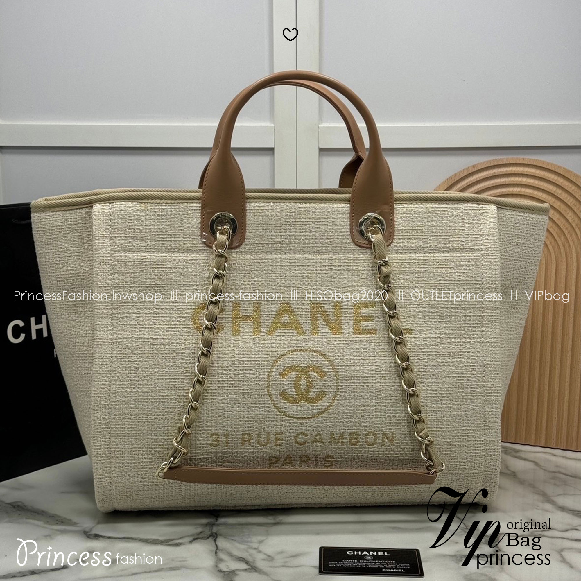 ORI หนังแท้ | Chanel Deauville Tote Bag กระเป๋าสะพายทรงโท้ทช้อปปิ้ง ใบใหญ่ ภายในโล่งกว้าง จุของได้เยอะ