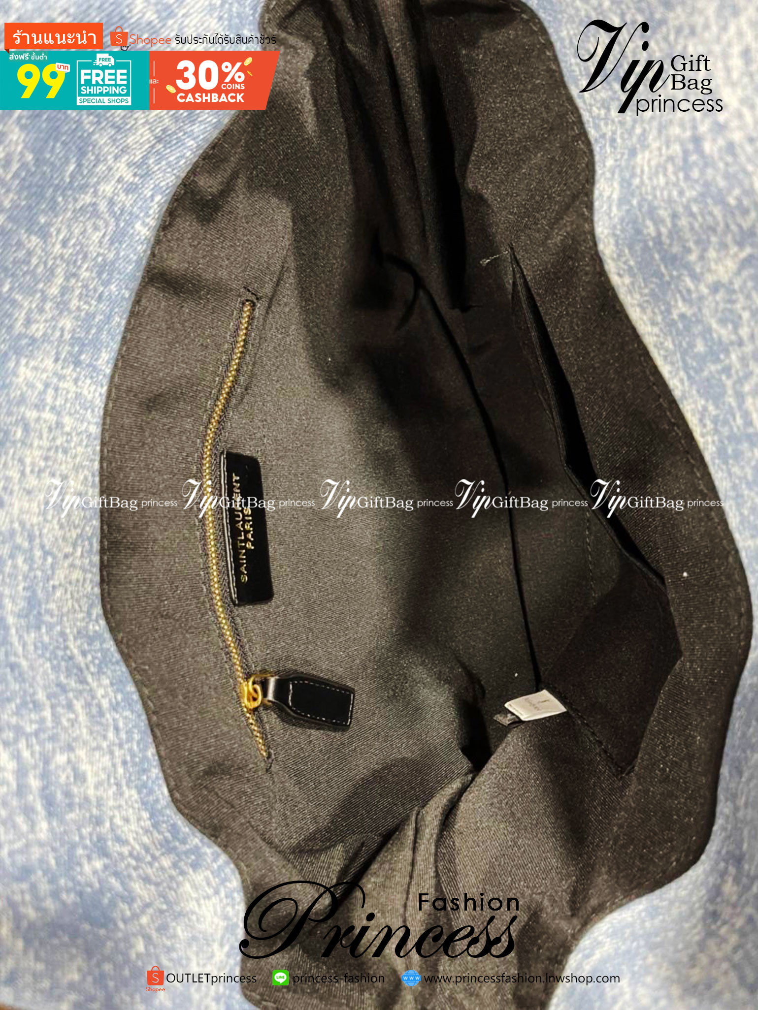 YSL icare maxi shopping Denim bag / YSL tote denim bag กระเป๋าไซส์ใหญ่ พร้อมใบเล็ก วัสดุเดนิมเย็บลายตาข่าย (Quilted Bag) ดีไซน์คล้ายตะกร้าช็อปปิ้ง โฉบเฉี่ยวกว่าหลายระดับด้วยการประดับฮาร์ดแวร์ทองเหลืองในตัวอักษร YSL สะดุดตา มอบสไตล์เรียบง่ายแต่คลาสสิกให้สา