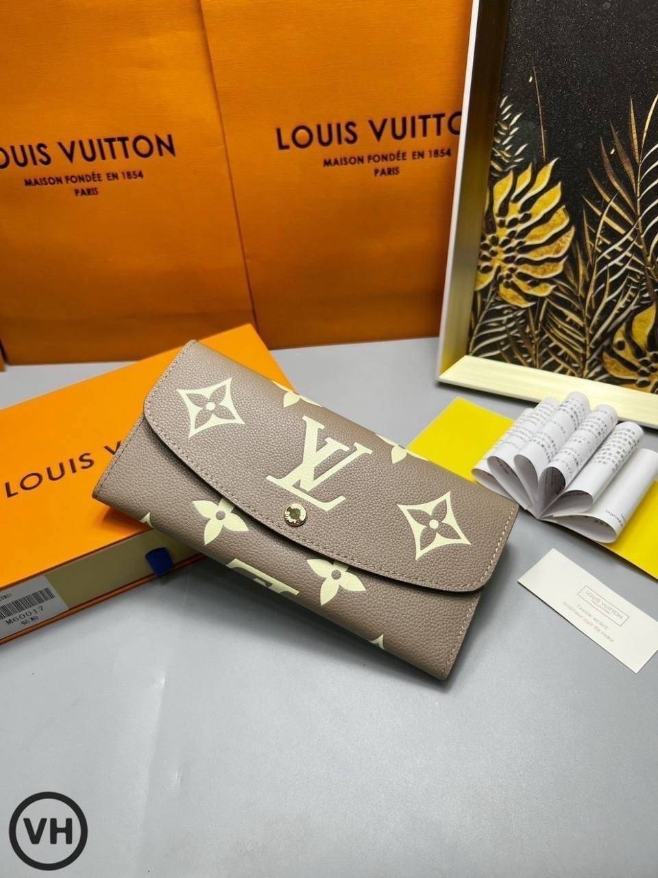 ORI หนังแท้ | LV Emilie Wallet Bicolor Monogram Empreinte Leather / LV Long Wallet กระเป๋าสตางค์ใบยาวสไตล์ซองจดหมายที่มีฝาปิดแบบพับได้ ปิดด้วยกระดุมแป๊ก