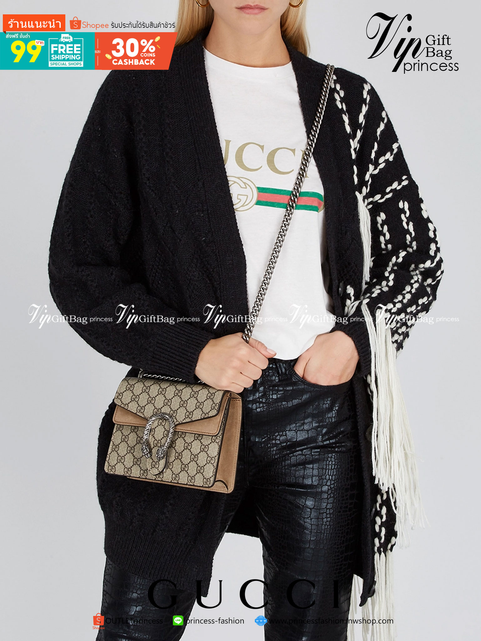 20CM / 7.5" หนังแท้ GUCCI Dionysus GG Supreme mini bag ฮอตไอเท็ม รุ่นนี้ขายดีขายหมด สวยหรู คุณหนู ผู้ดีมาก!! นานๆ มาจะมาน้าา รุ่นหายากค่ะ กระเป๋าสะพายข้าง ดีไซน์อยู่ทรง ขนาดกำลังสะดวกใช้สำหรับสาว วัสดุหนังแท้เต็มใบ ภายในแบ่งสัดส่วนได้เป็นอย่างดี งานจ