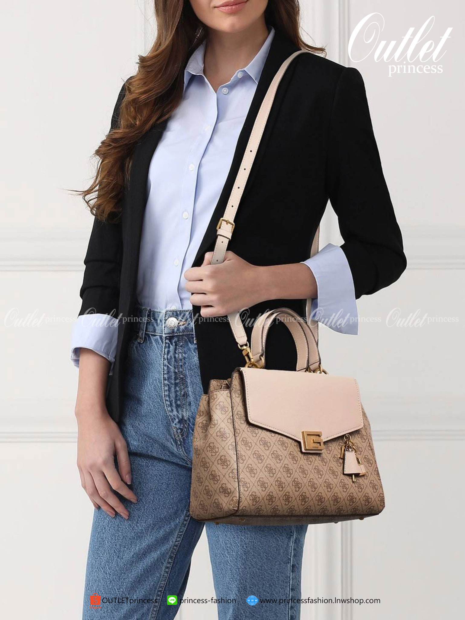 ของแท้ 100% NEW ARRIVAL!!! GUESS FACTORY VALY GIRFRIEND SATCHEL BAG กระเป๋าถือหรือสะพายรุ่นใหม่ล่าสุด Latte