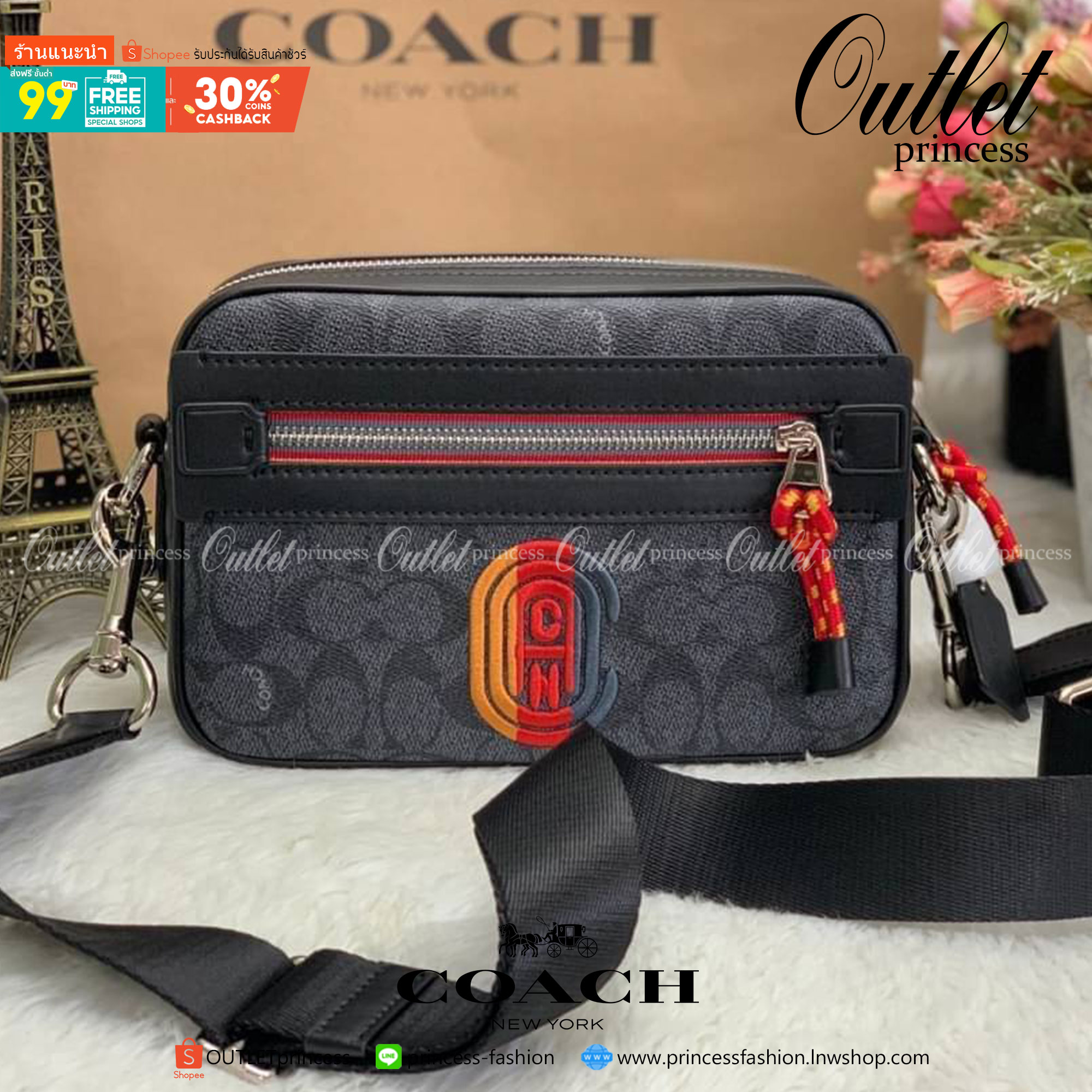 COACH ACADEMY CROSSBODY IN SIGNATURE WITH VARSITY ZIPPER ((768)) พร้อมส่งที่ไทยอีกครั้ง! ได้ไปหลงรักแน่นอนค่ะ