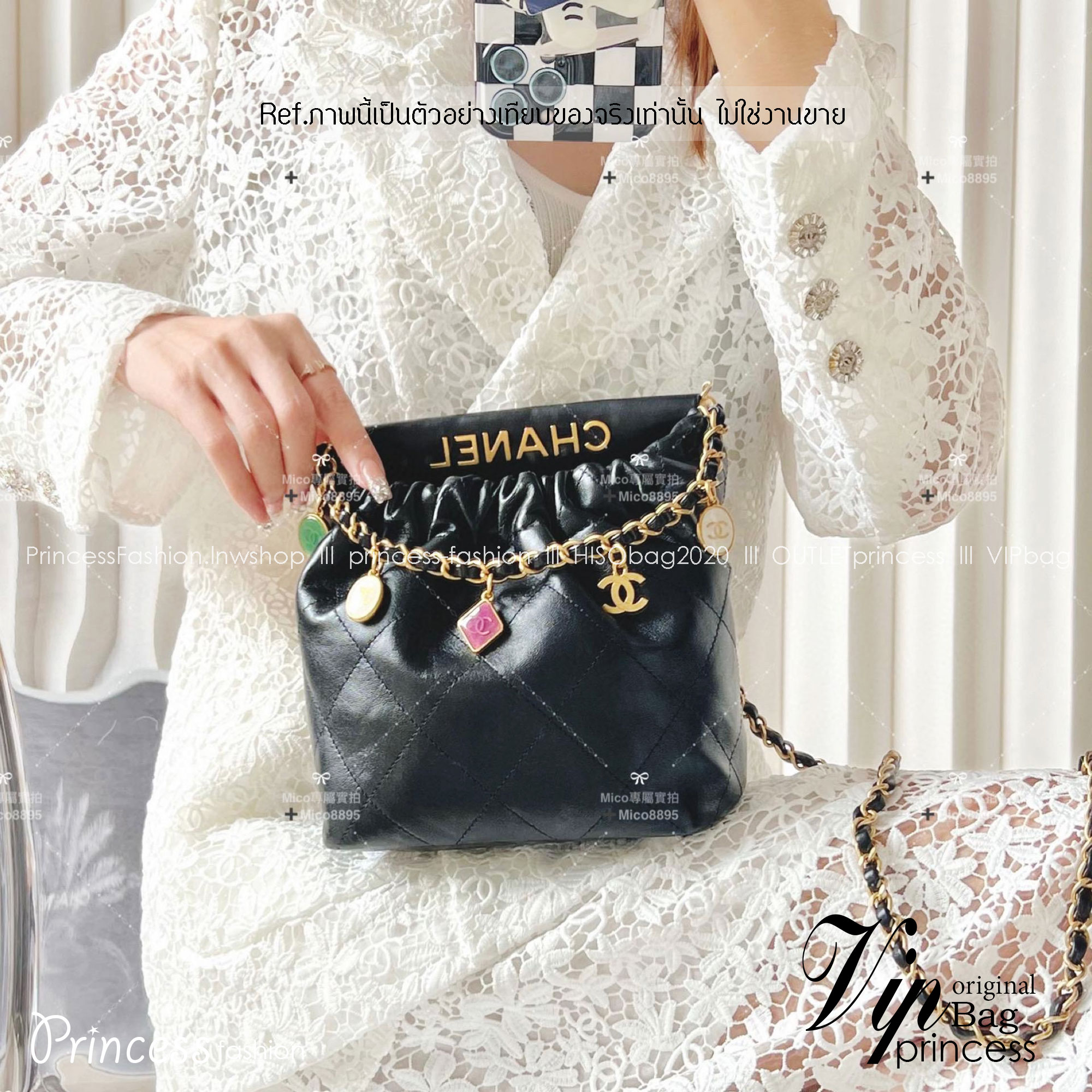 CHANEL 23p mini 22bag / Chanel 23P mini bucket bag / Chanel ss22 shopping tote กระเป๋าสะพายไซส์มินิ เกรดออริ 1:1 ใช้งานต่างประเทศได้