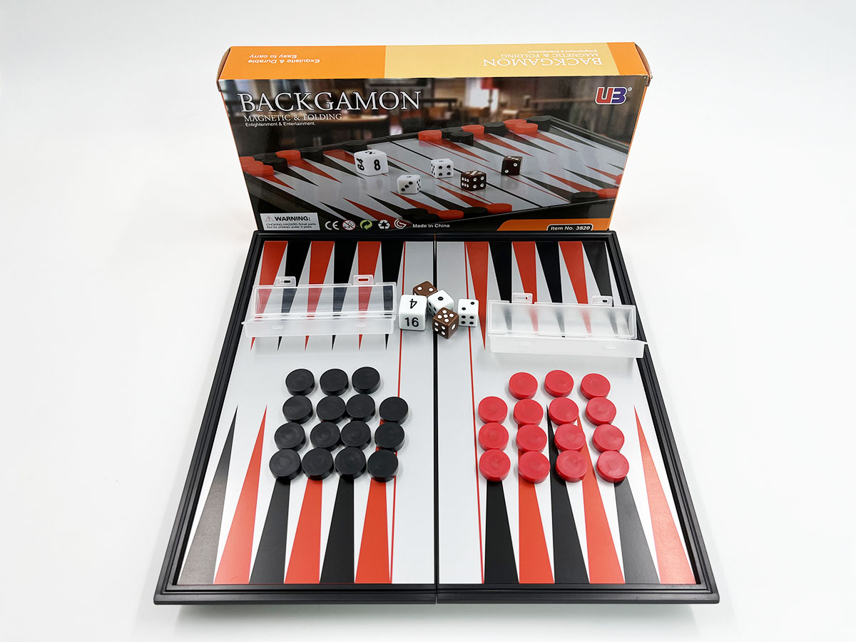 เกมกระดานแบ็กเกมมอนแม่เหล็กพับได้(UB 3820) Backgammon boardgame ขนาด25x25cm.