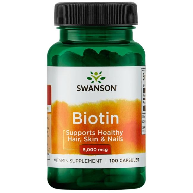 ส่งฟรีลงทะเบียนมีพร้อมส่งค่ะ Swanson Premium Biotin 5,000 mcg 100 Caps