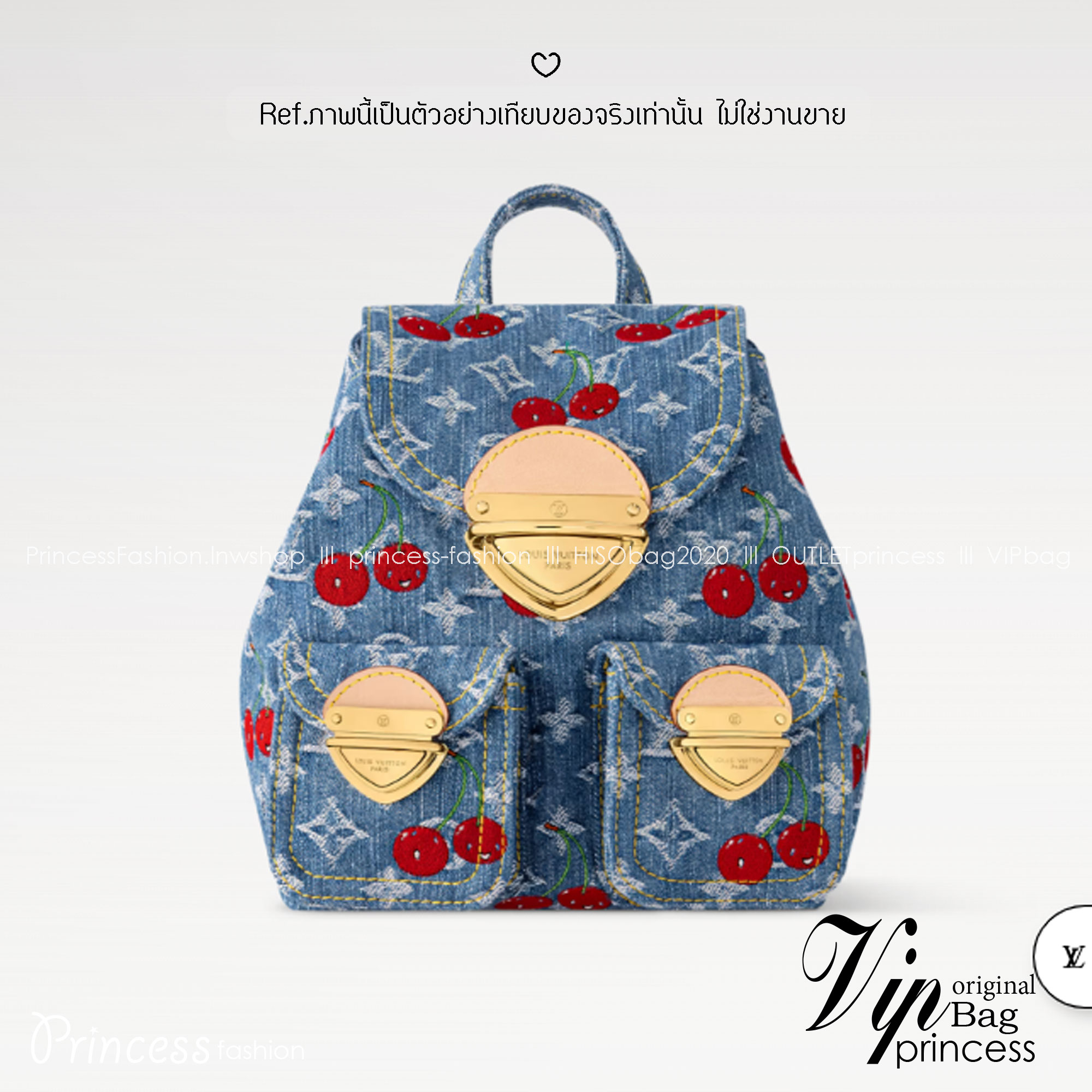 ORI หนังแท้ | LV x TM - Venice NM bag Monogram cherry denim กระเป๋าเป้สะพายหลังรุ่น Venice ดีไซน์ใหม่มีชีวิตชีวา แสนสดใสด้วย Monogram เดนิมแต่งดีเทลปักลายเชอร์รี่โดดเด่นสะท้อนความงามเปี่ยมสีสันอันเป็นเอกลักษณ์
