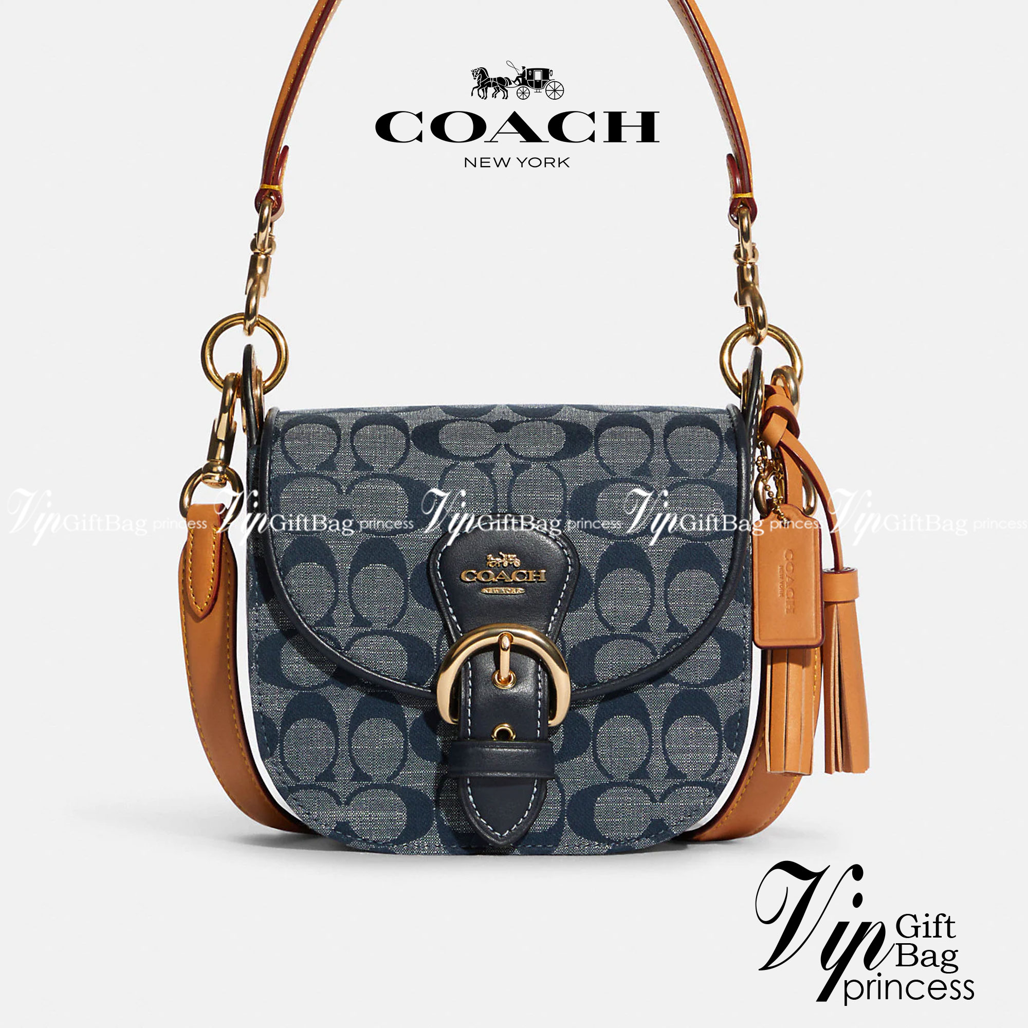 Coach Kleo Shoulder Bag 23 In Signature Chambray พร้อมส่งที่ไทย