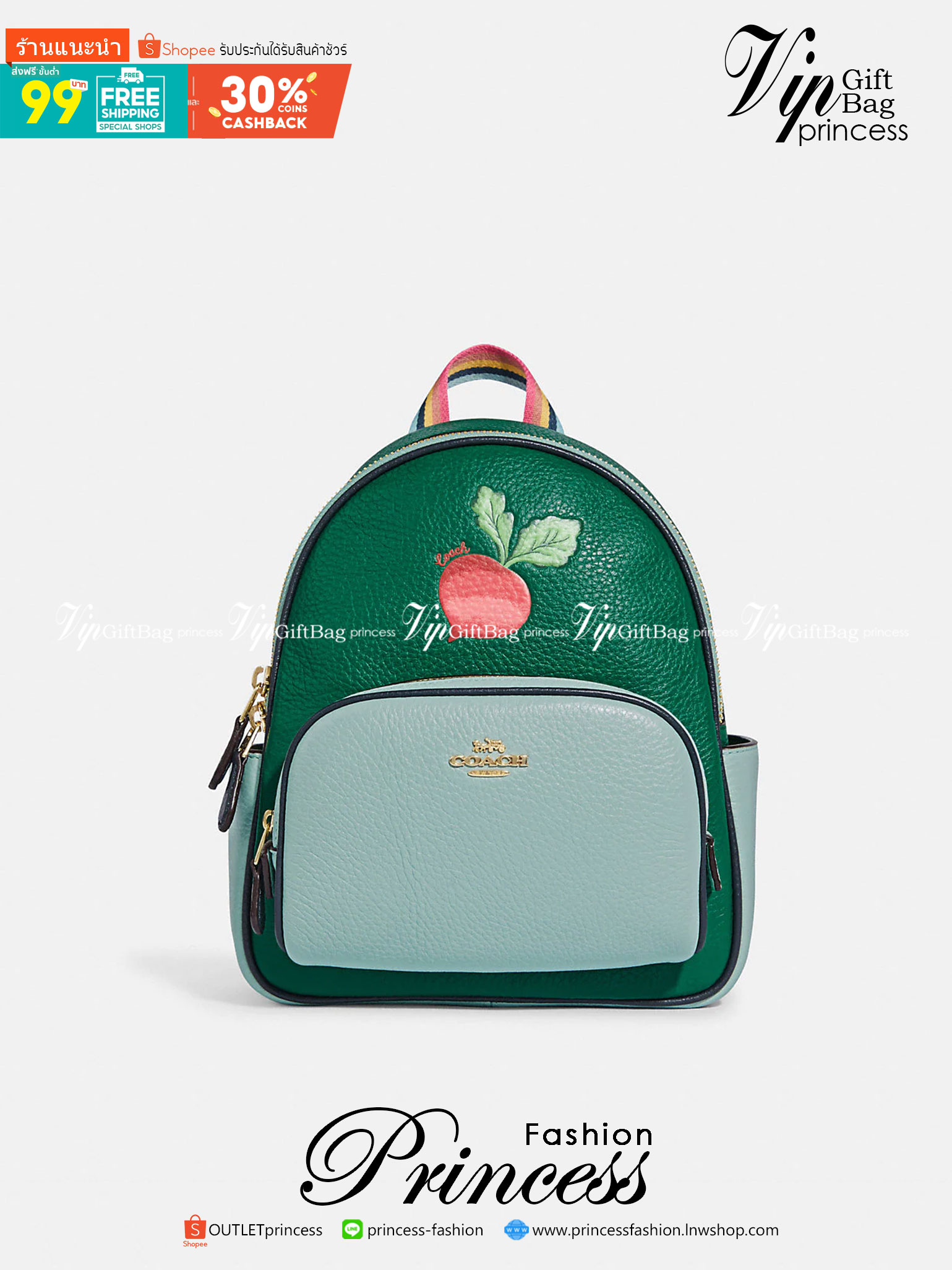 COACH Mini Court Backpack In Signature Canvas With Butterfly / With Radish C8259 C8257 🌈ต่อกันเลย สวยกันก่อน วางน้องไม่ลงเลยจริงๆค่าา😍 พร้อมส่ง! ยังไม่เข้าไทย กับกระเป๋าสะพายหลังแบบมีหูหิ้วในตัว บอกก่อนเลยว่าหนังของน้องทั้งนิ่ม ทั้งสวย อย่