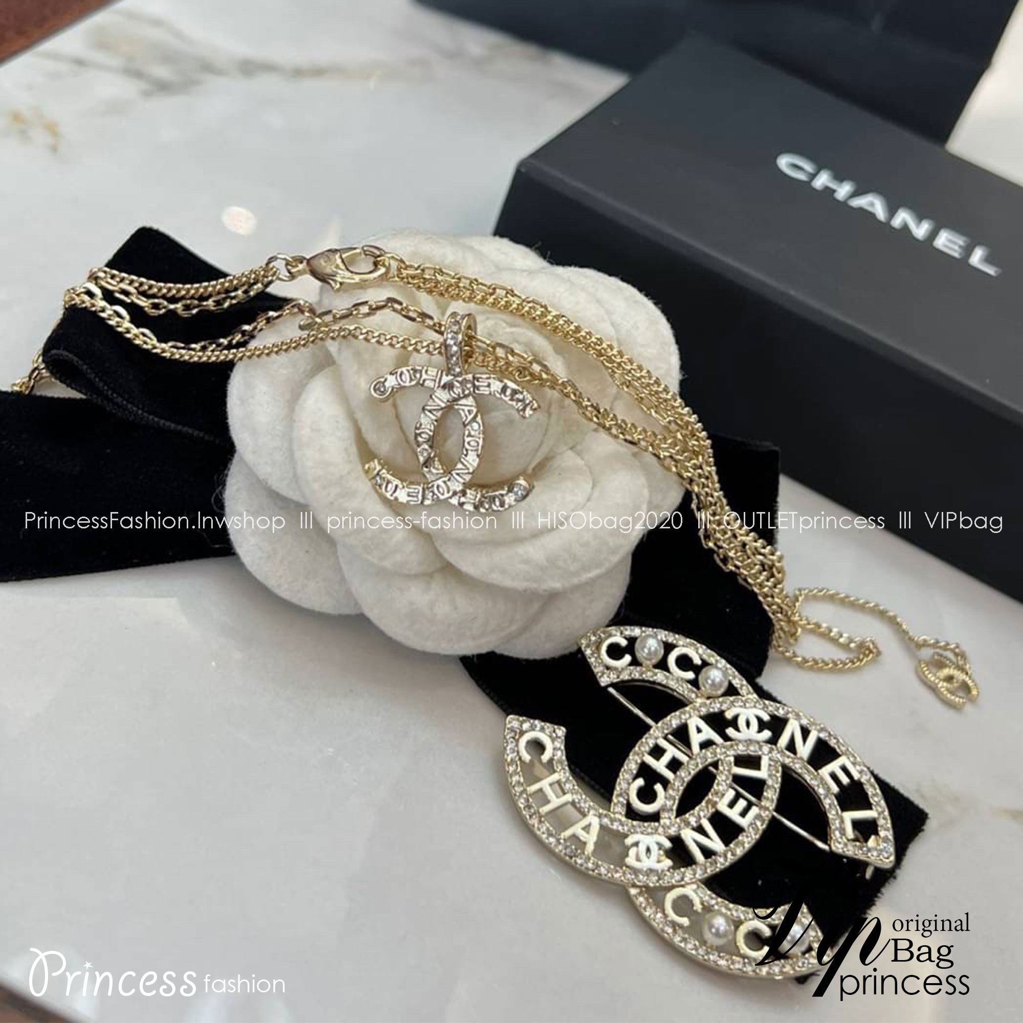 พร้อมส่ง ซื้อ1ได้ถึง2ชิ้น ในเซ็ตเดียว CHANEL JEWELRY SET / Chanel brooch / Chanel necklace ชุดเครื่องประดับครบชุดสุดอลังการ
