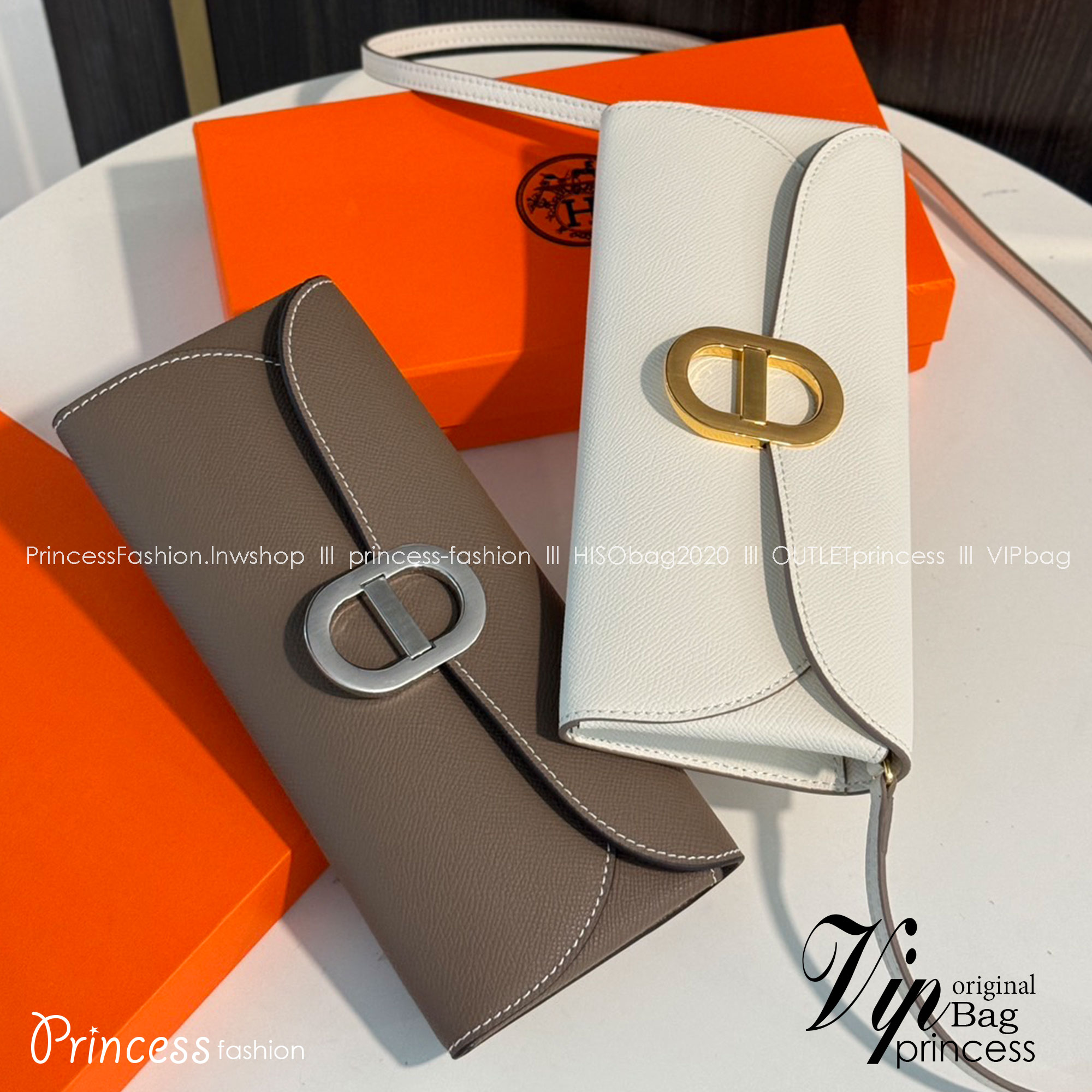 HERMES Chaine d'Ancre To Go wallet กระเป๋าถือสะพายแบรนด์หรู ดีไซส์กระเป๋าสตางค์ใบยาว Long wallet in Epsom Saddle-stitch เกรดออริ สลับแท้ 1:1 ใช้งานต่างประเทศได้