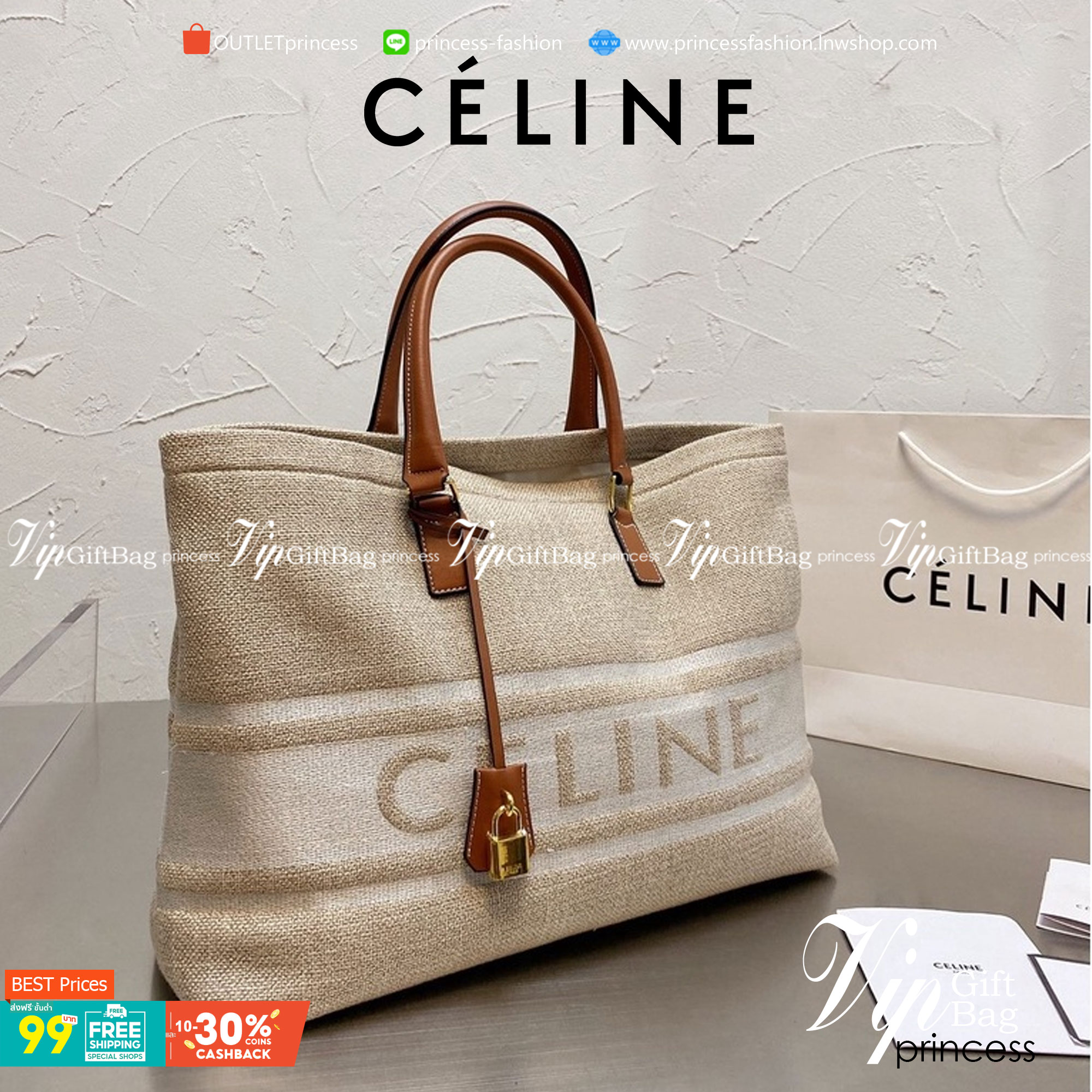 CELINE Logo Tote Bag with key 16”