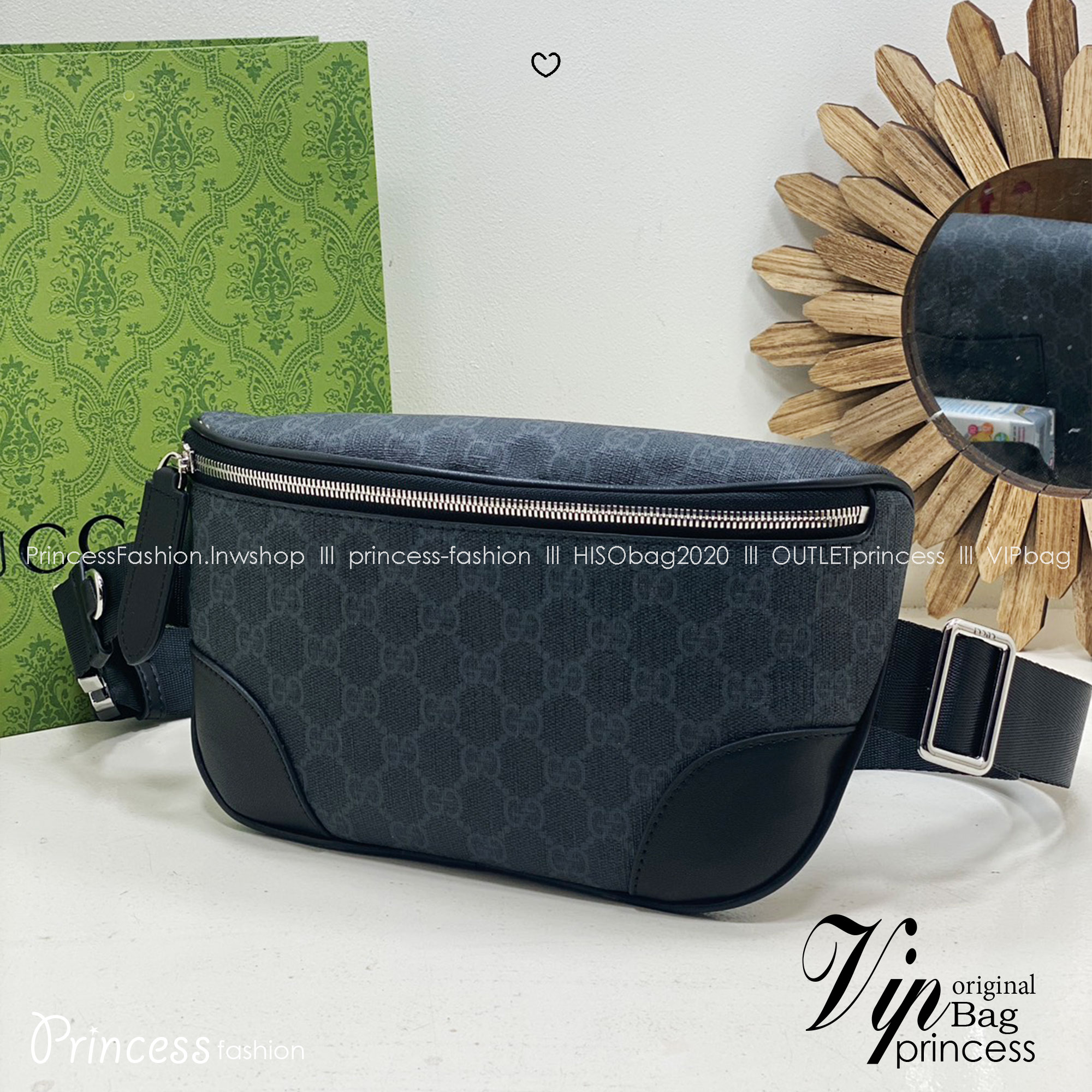 ORI หนังแท้ | GUCCI GG Emblem small belt bag กระเป๋าคาดอก/คาดเอวปรับโฉมใหม่ สวยสง่างาม สปอร์ตและเท่กว่าเดิม แต่ยังคงความคลาสสิค