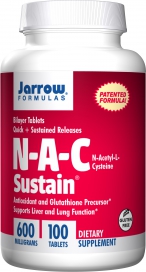 ส่งฟรีลงทะเบียนมีพร้อมส่งค่ะ Jarrow Formulas N-A-C Sustain N-Acetyl-L-Cysteine 600 mg 100 Bilayer Tablets