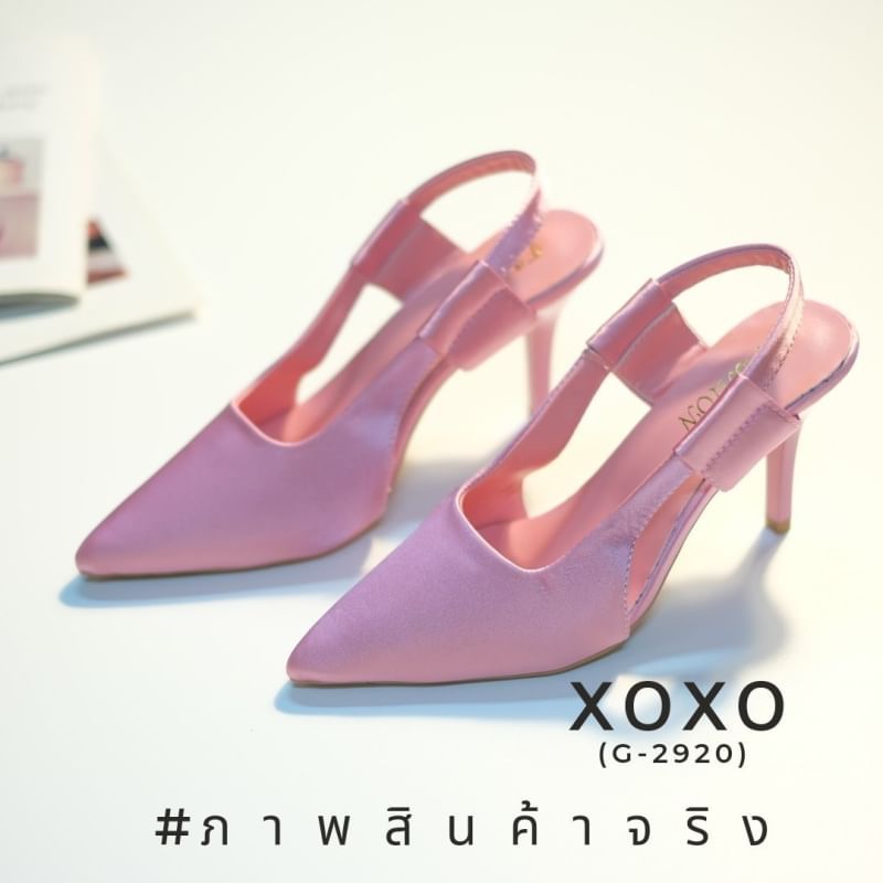 รองเท้างานสวม ส้นเข็ม รัดหลัง สไตล์สาวเปรียว ลุคมั่นใจ ทรงเปิด ด้านหน้าทรงวี ใส่แล้วขาดูเรียวยาวดี วัสดุผ้าซาติน ลายเรียบ ไม่แต่งลวดลาย น้ำหนักเบา สวมใส่ง่าย