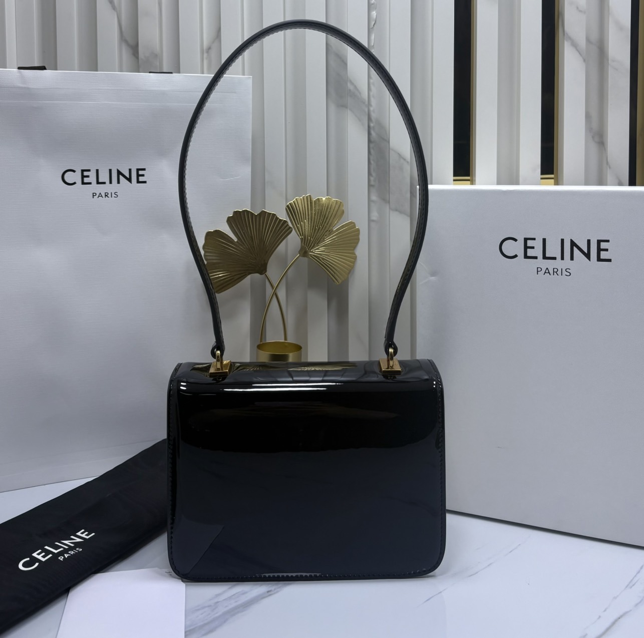 สลับแท้ CELINE TEEN GARANCE bag in PATENT CALFSKIN กระเป๋าสะพายไหล่หนังแท้ รุ่นใหม่ล่าสุดหนังเงาสวยงามหรูหรา 🤍 เกรดออริจินอล สลับแท้ 1:1