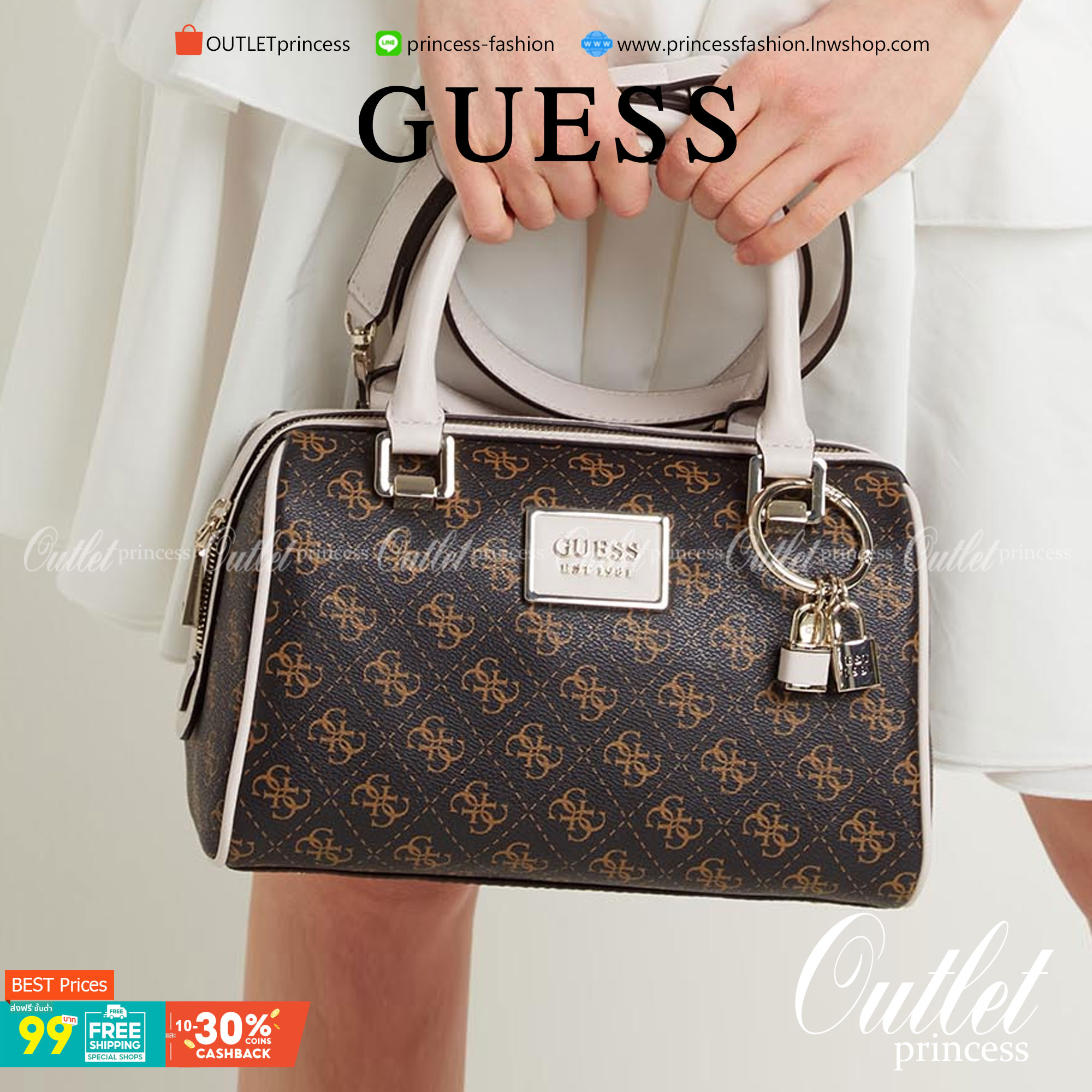 Guess Handbag with Small Shoulder Strap Tyren SG796605 New collection!! Guess ทรงหมอน ขนาดเล็ก ลายซิกเนเจอร์แบรนด์ ทรงหมอนยอดฮิต มีให้เลือก 5 สี สีสวยคลาสสิก เข้ากับง่ายกับทุกชุด ปิด/เปิด ด้วยซิป ภายในโล่งกว้าง แยกเป็นสัดส่วนใช้งาน ซับในตราแบรนด์ ใส่กระเป