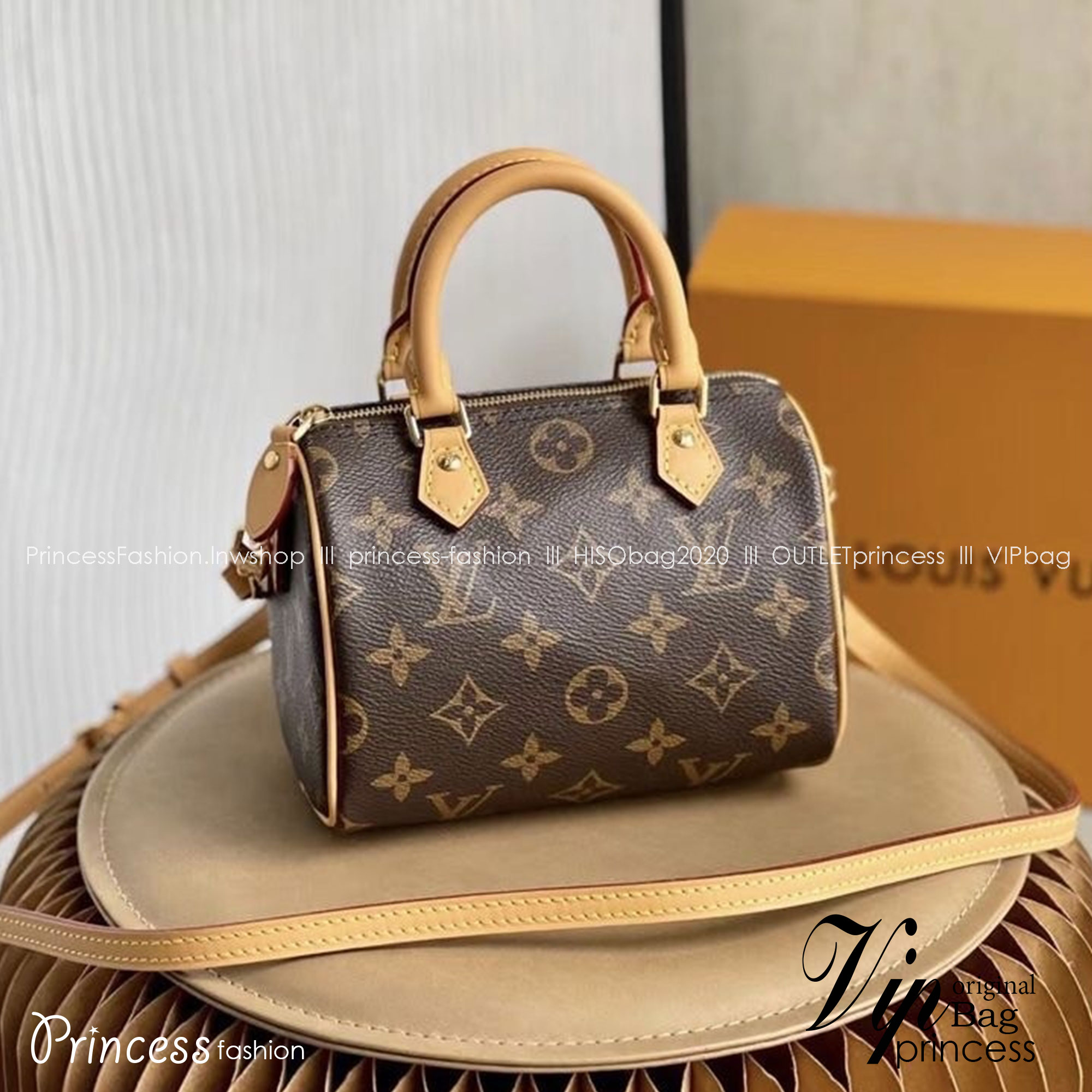 LV Nano Speedy Monogram / LV Bag เกรดออริพร้อมส่ง กระเป๋าสะพายข้างไซส์มินิ วัสดุหนังแคนวาส
